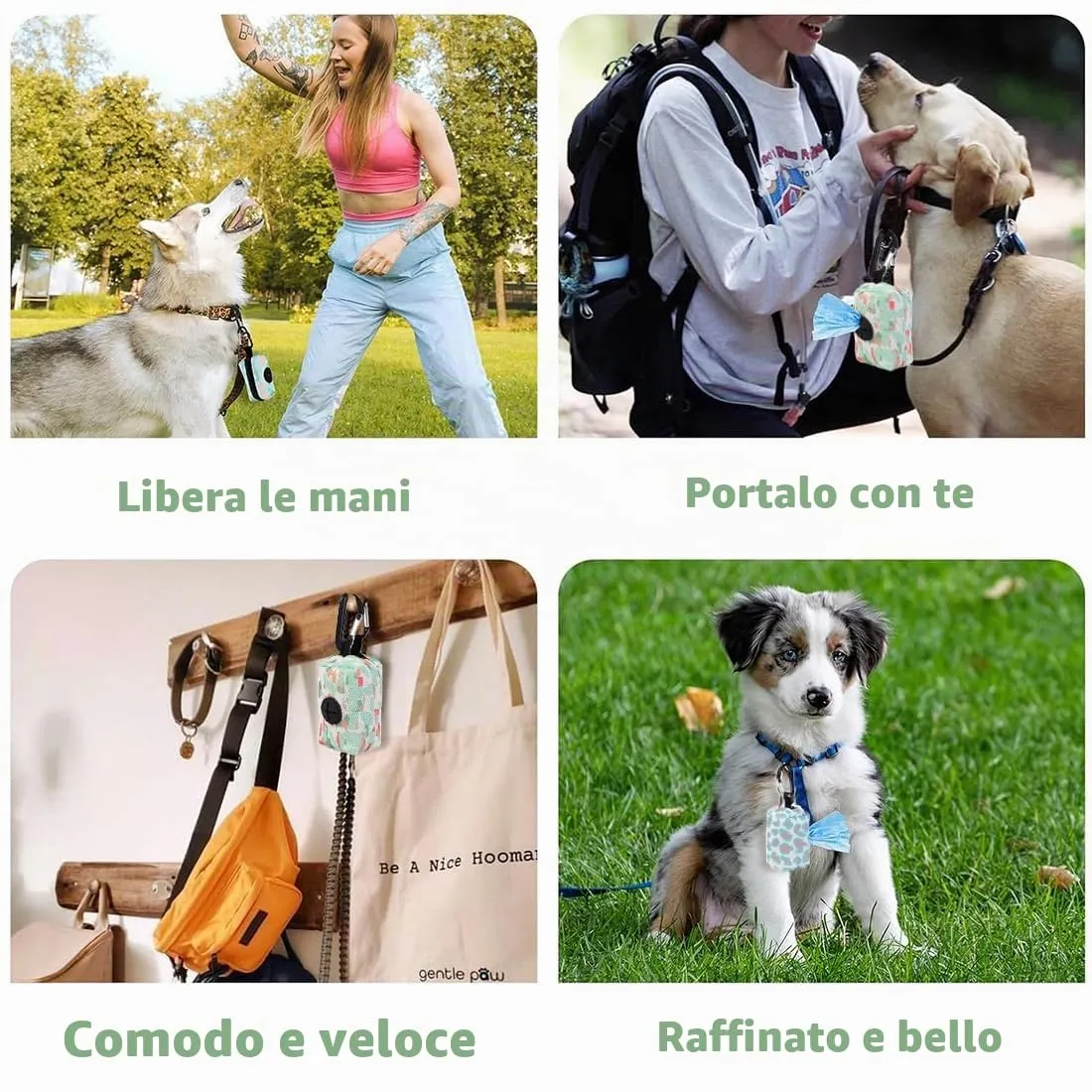 JYNVO Porta sacchetti per cani, Dispenser per rifiuti con moschettone, Tessuto Oxford, 2 pezzi - immagine 5