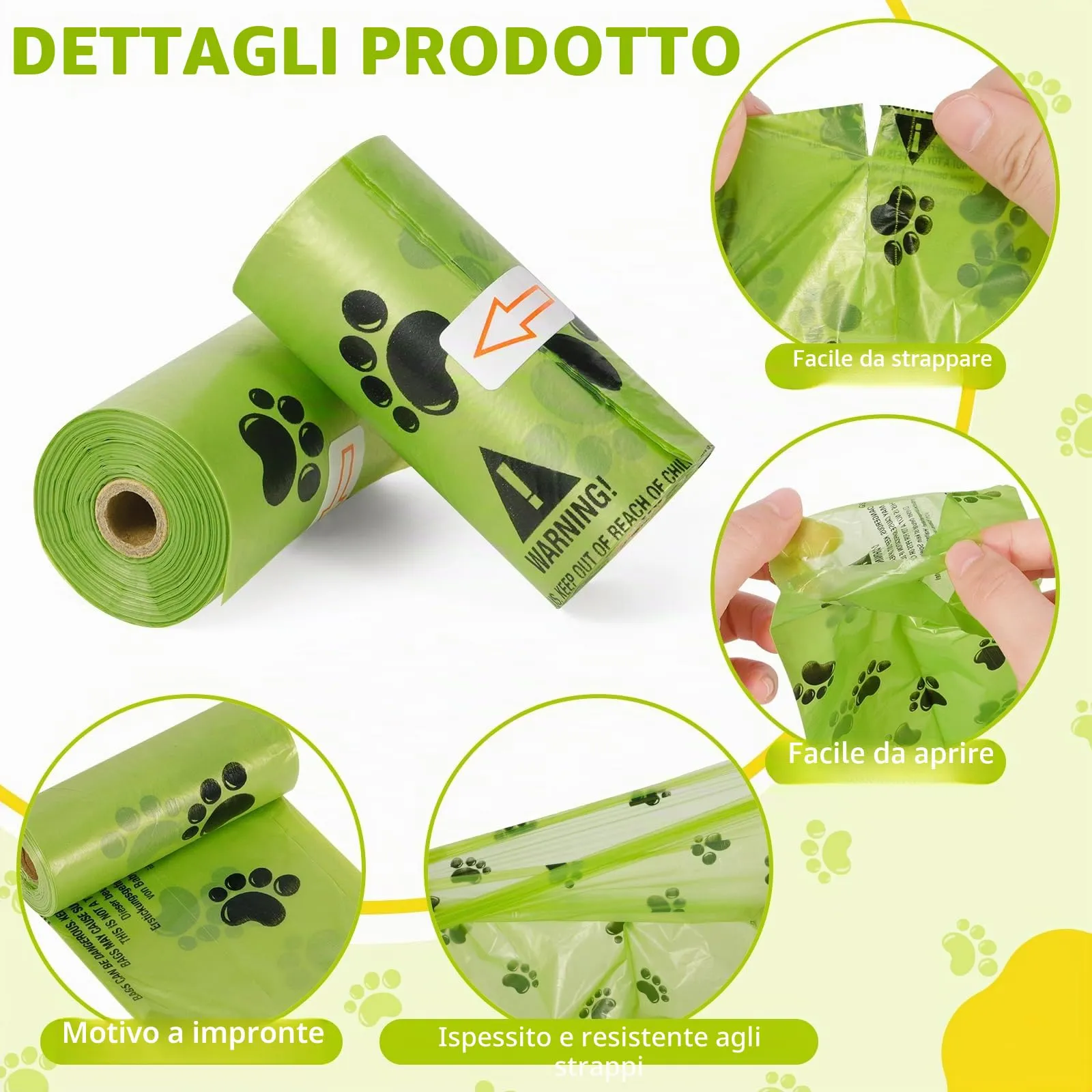 DEPAR Sacchetti per Escrementi di Cani Biodegradabili, 700 Pezzi, 35 Rotoli da 20, 30 x 22 cm, Verde - immagine 3