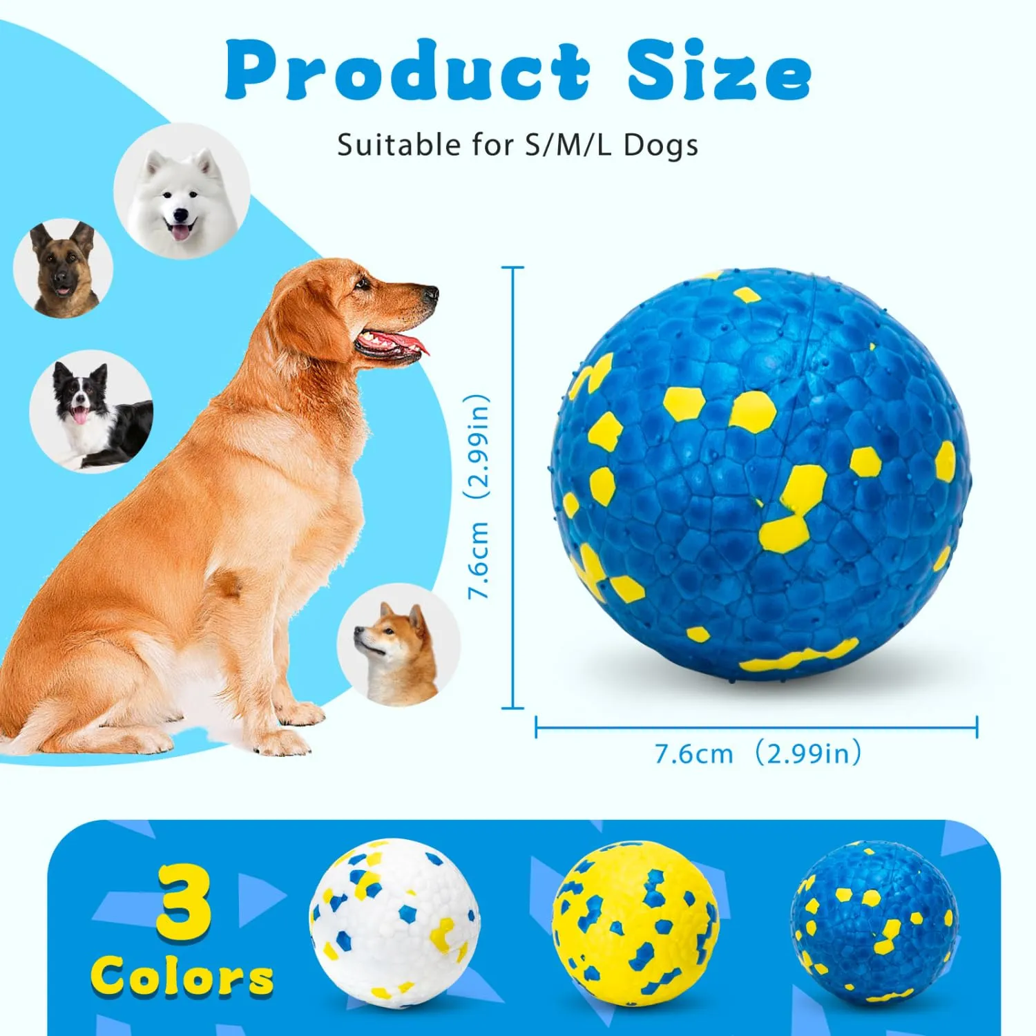 Nobleza Palline per Cani Indistruttibili, 3 Pezzi, Ø 7.6cm - immagine 4