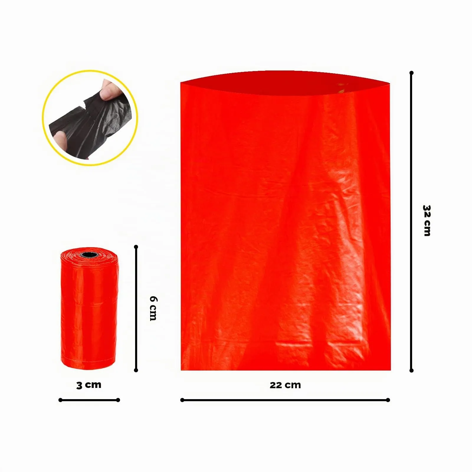 Croci Sacchetti per Bisogni dei Cani, 3 Rotoli x 20 Pezzi, Rosso - immagine 3