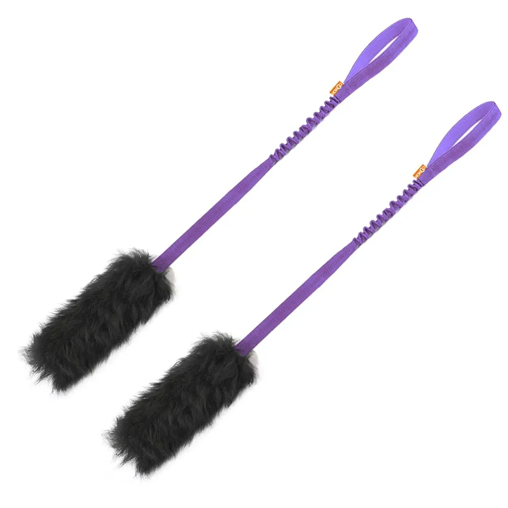 HOWGO Giocattolo corda elastica per cani in pelle di pecora, viola, lungo (senza pallina), confezione da 2 - immagine 1