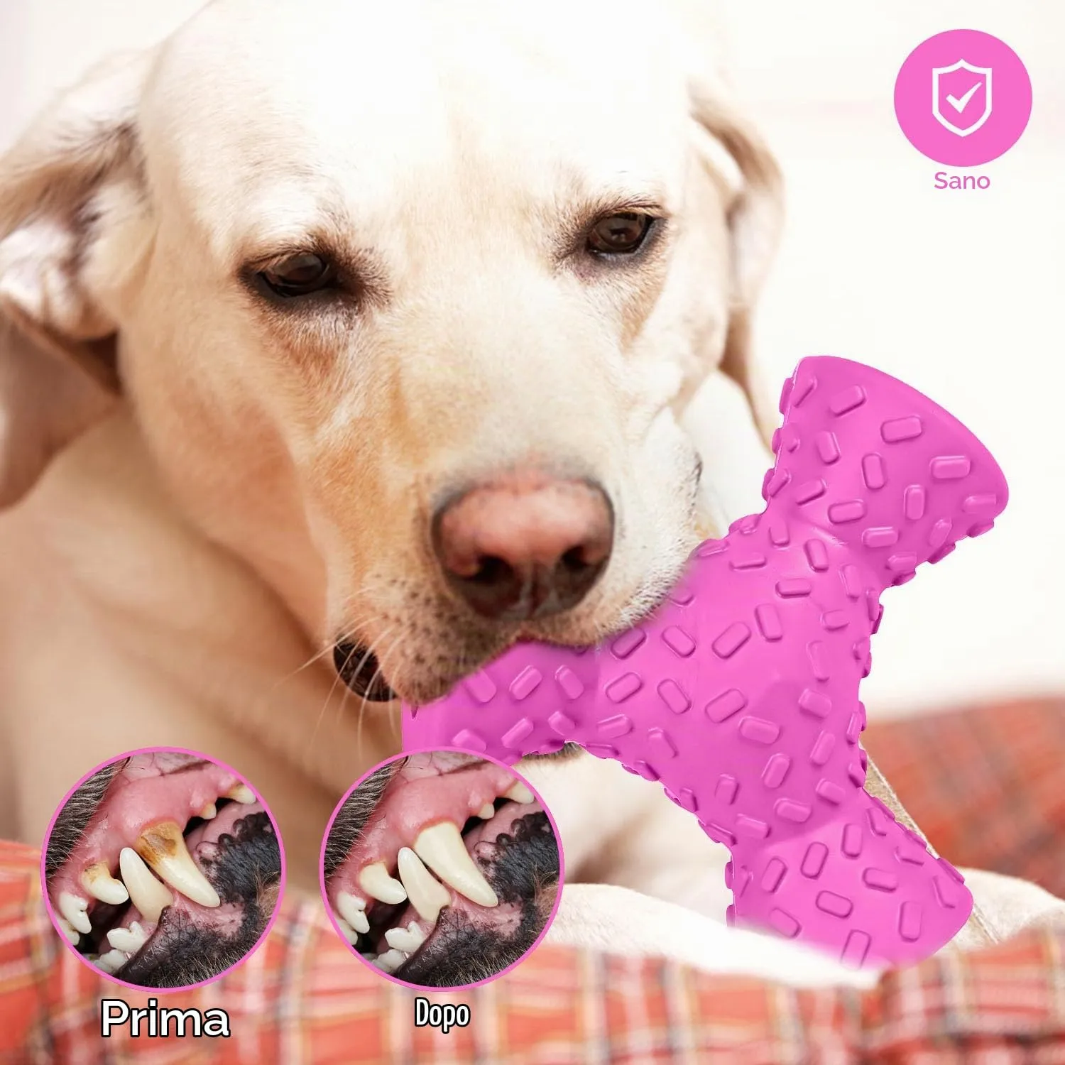 Autoau Giochi per Cani in Gomma Naturale, Palla Interattiva per Masticazione e Pulizia Denti, per Cani Aggressivi di Media e Grande Taglia - immagine 4