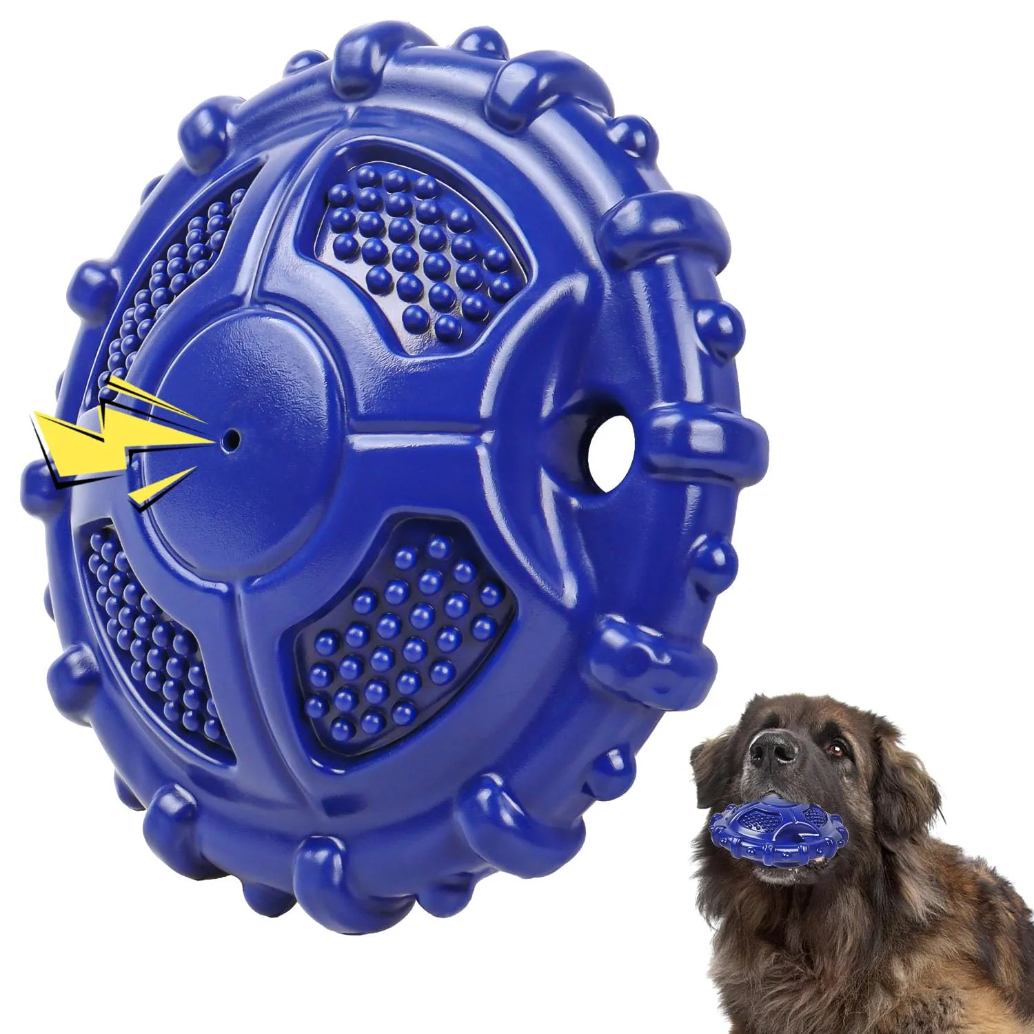Autoau Giocattolo Interattivo per Cani in Gomma Naturale, Masticativo con Squeaker per Cani Medi e Grandi, Pulizia Denti - immagine 1