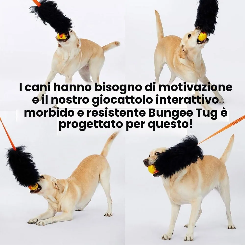 HOWGO Bungee Chaser Giocattolo di corda per cani in pelle di pecora, Arancione, Grande - immagine 2