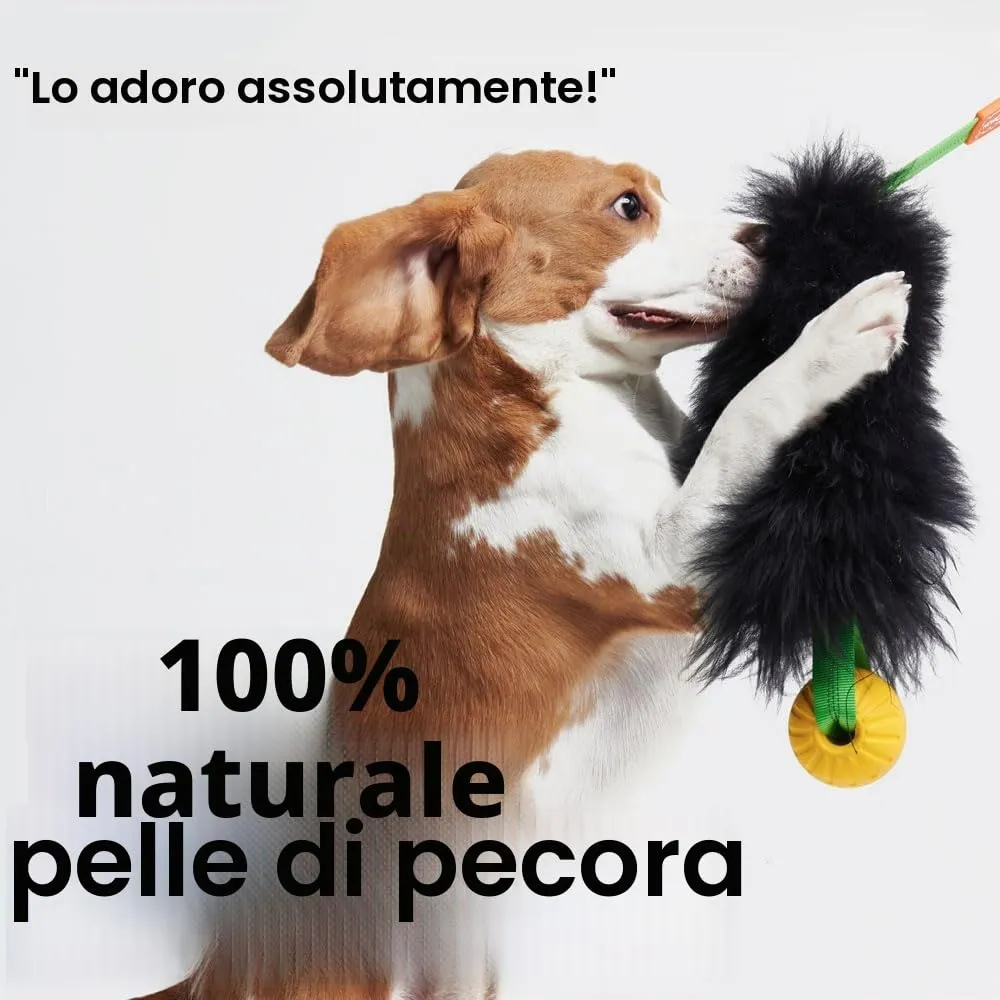HOWGO Bungee Chaser Giocattolo di corda per cani in pelle di pecora, Arancione, Grande - immagine 6