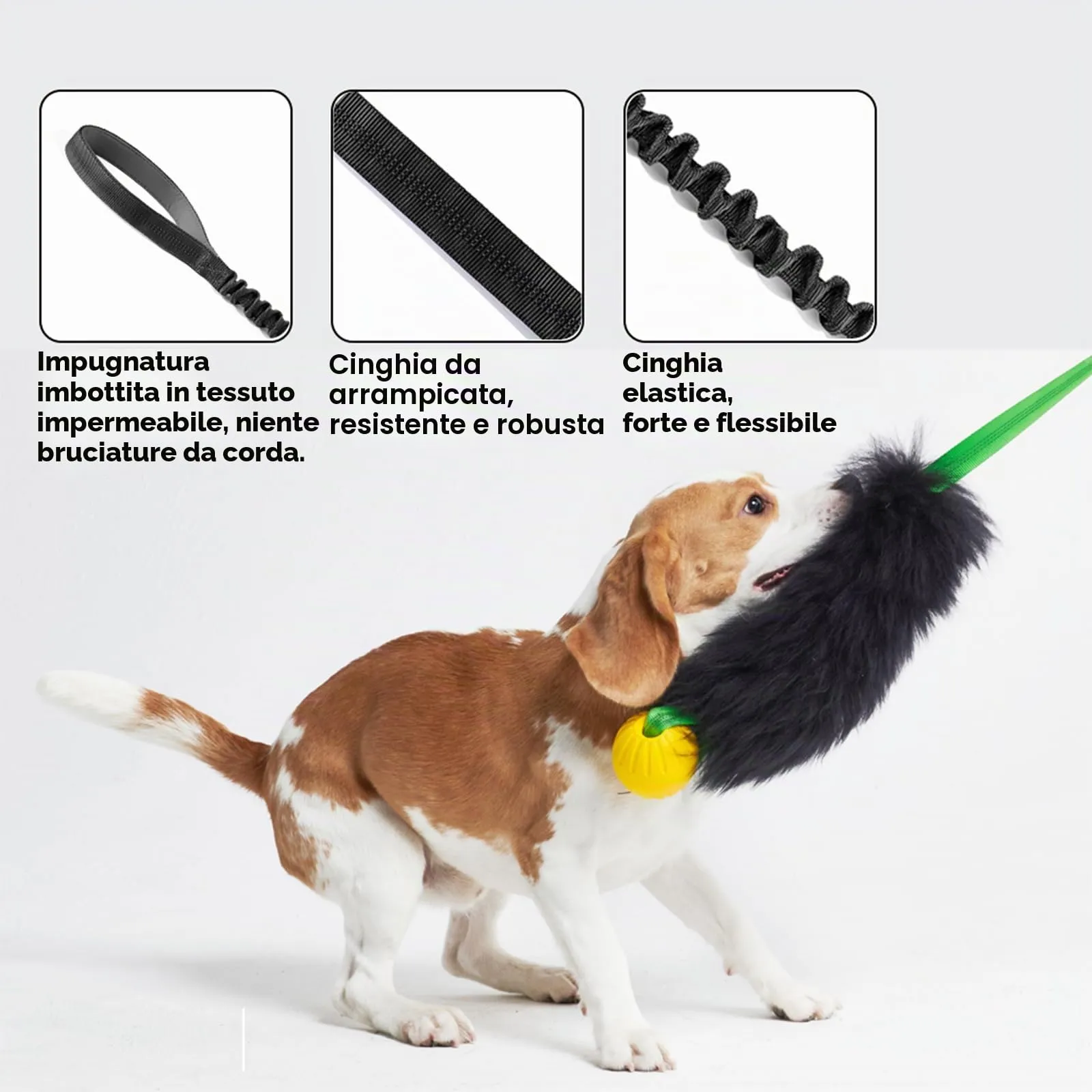 HOWGO Bungee Chaser Giocattolo di corda per cani in pelle di pecora, Viola, Corto (senza palla di gomma) - immagine 4