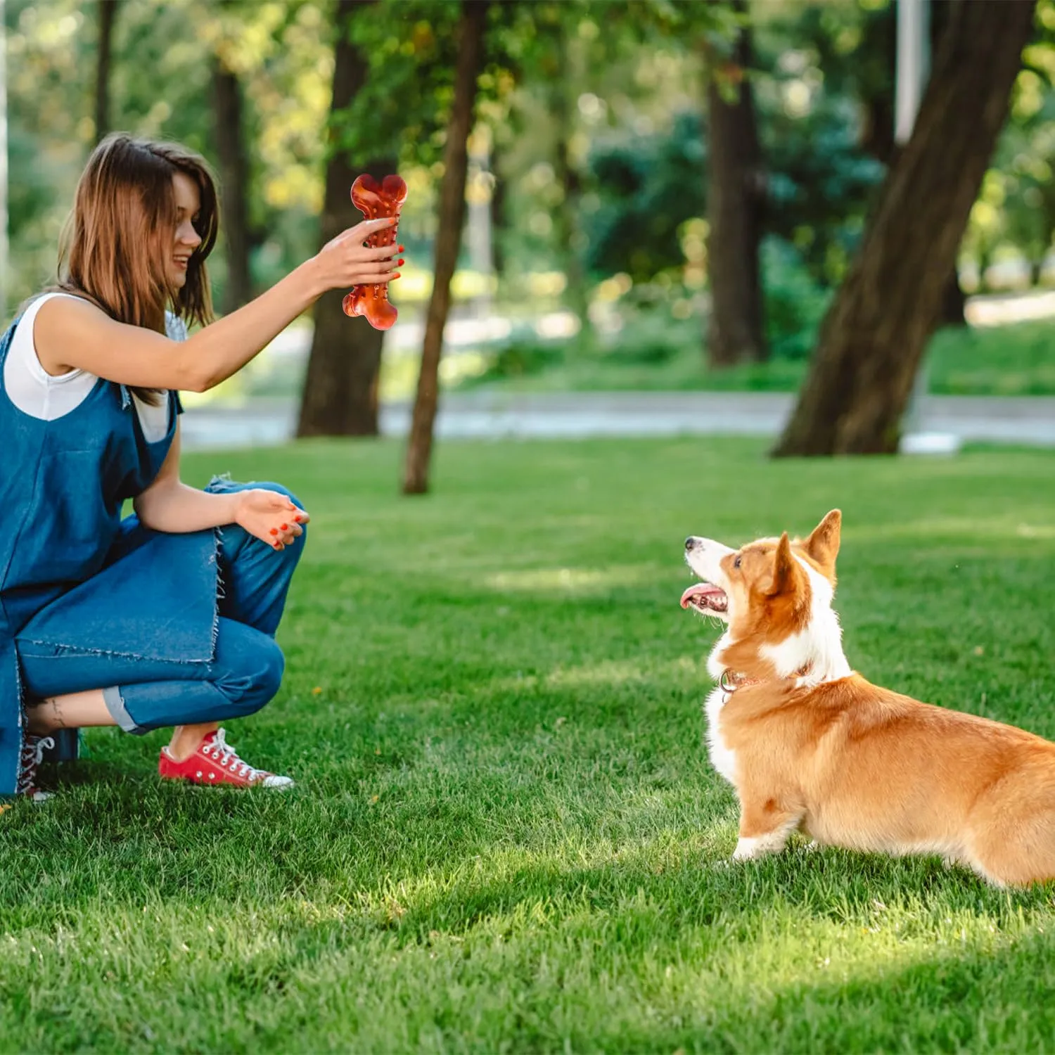 Autoau Osso per Cani in Gomma Naturale, Giocattolo da Masticare per Pulizia dei Denti, Interattivo per Cani di Taglia Piccola, Media e Grande - immagine 7