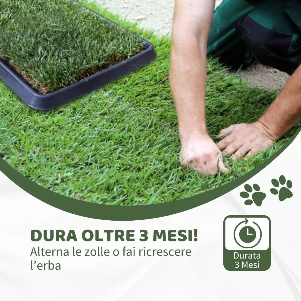 PetZolla Kit M Lettiera per cani in vera erba con vassoio 92x52 cm - immagine 6