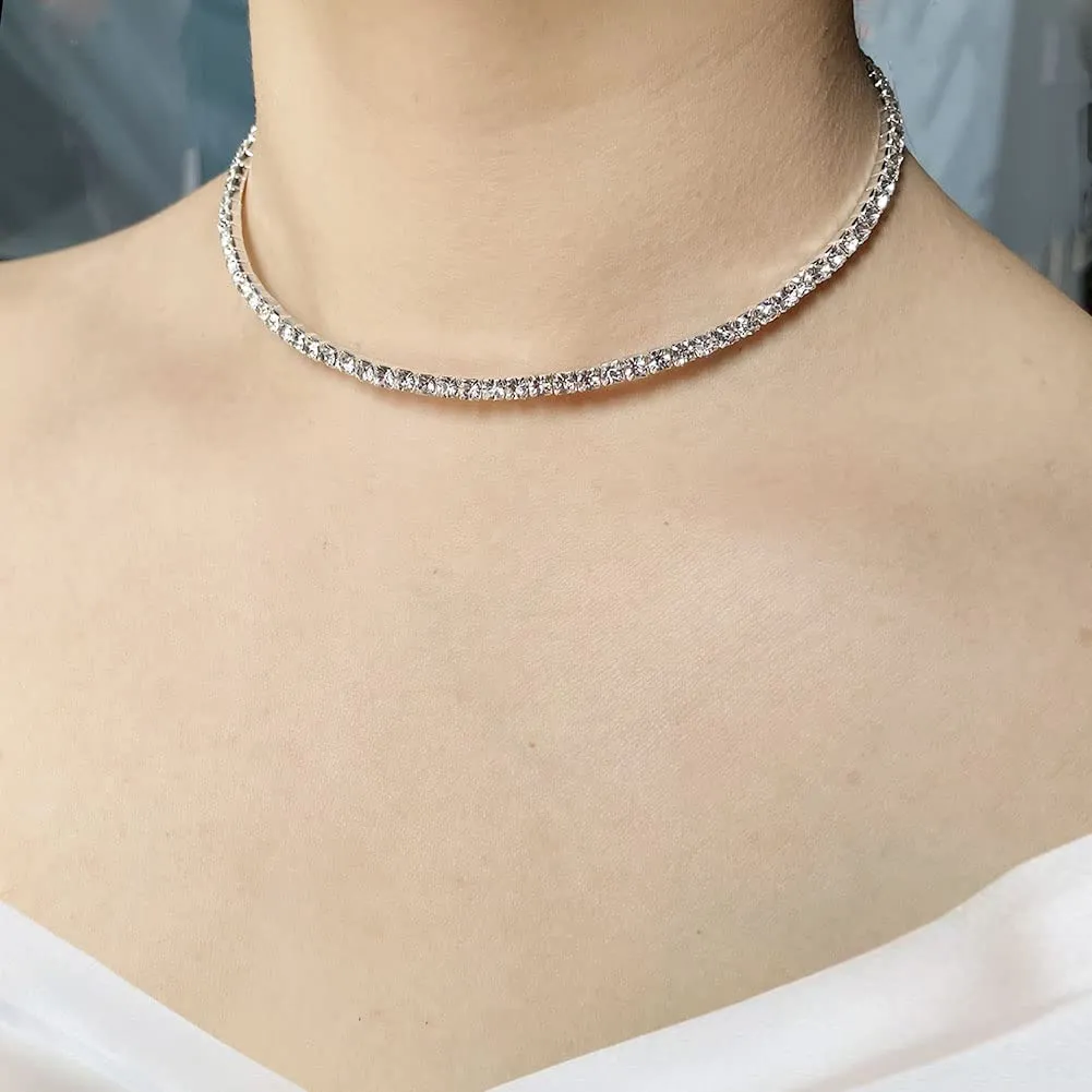 Wedity Set di Gioielli da Sposa con Collana di Cristallo, Orecchini e Bracciale in Argento (1 layer) - immagine 2