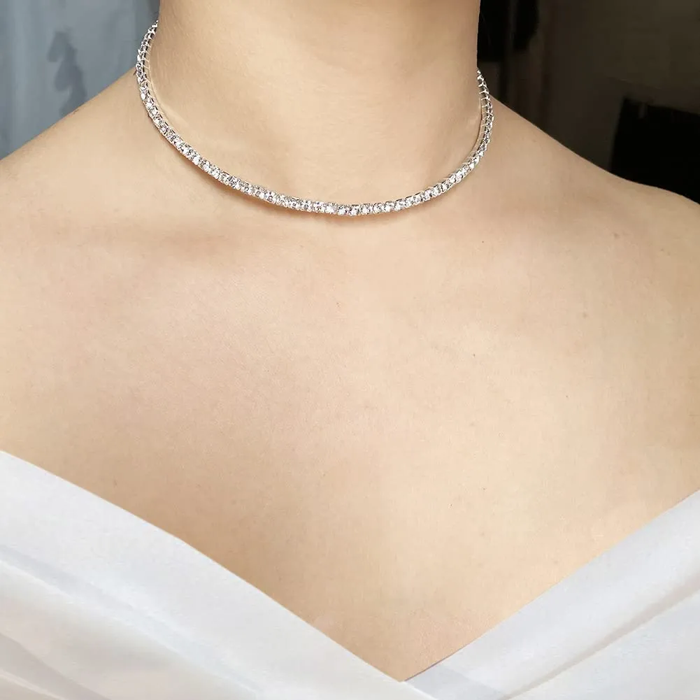 Wedity Set di Gioielli da Sposa con Collana di Cristallo, Orecchini e Bracciale in Argento (1 layer) - immagine 4