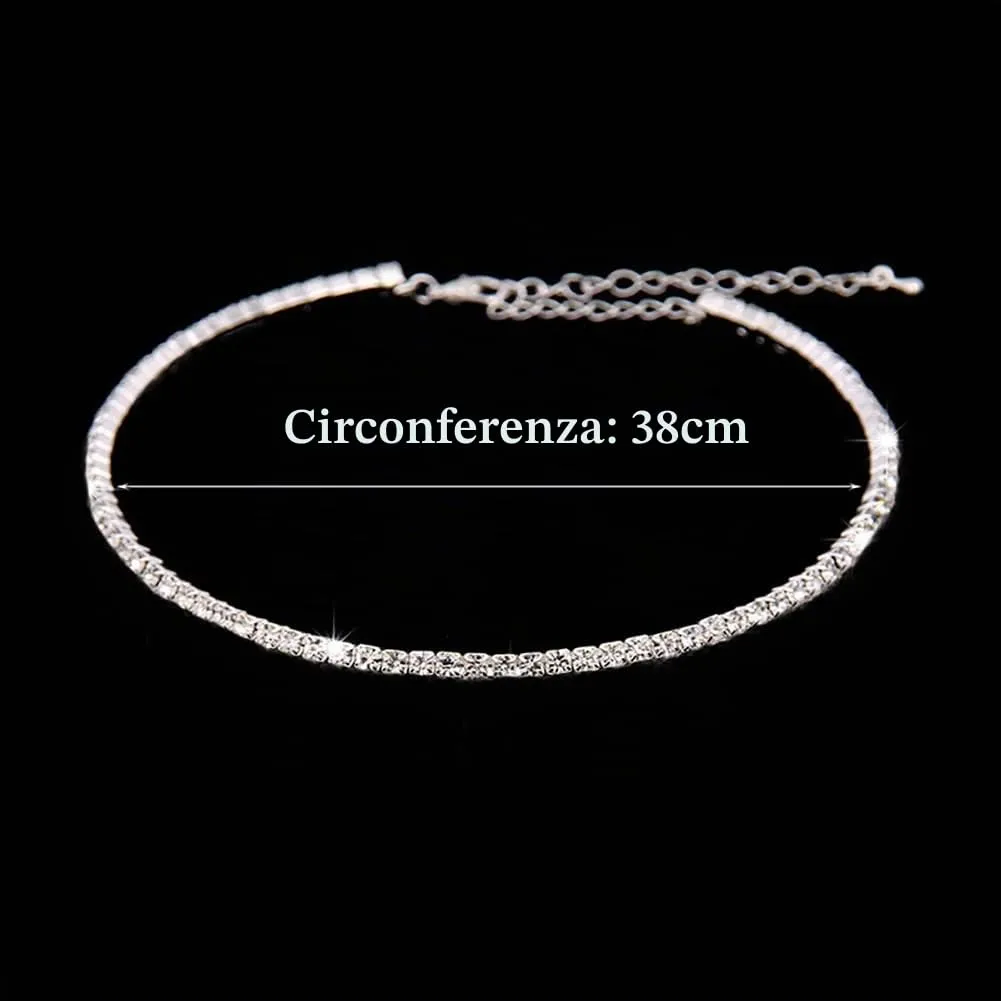 Wedity Set di Gioielli da Sposa con Collana di Cristallo, Orecchini e Bracciale in Argento (1 layer) - immagine 5
