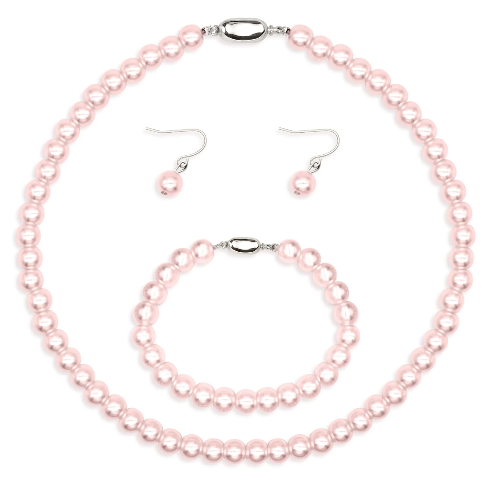 Kucheed Set di Gioielli in Perle Finte con Collana, Bracciale e Orecchini, Rosa - immagine 1