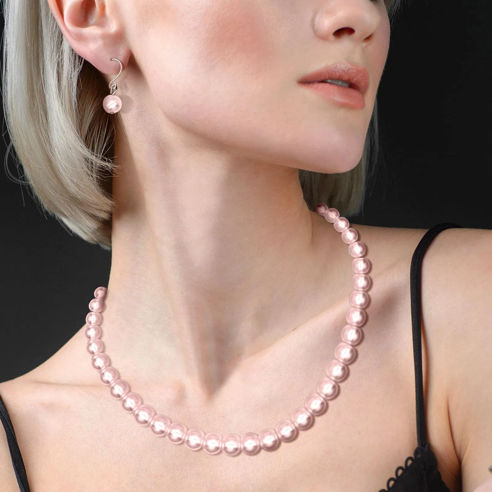 Kucheed Set di Gioielli in Perle Finte con Collana, Bracciale e Orecchini, Rosa - immagine 4