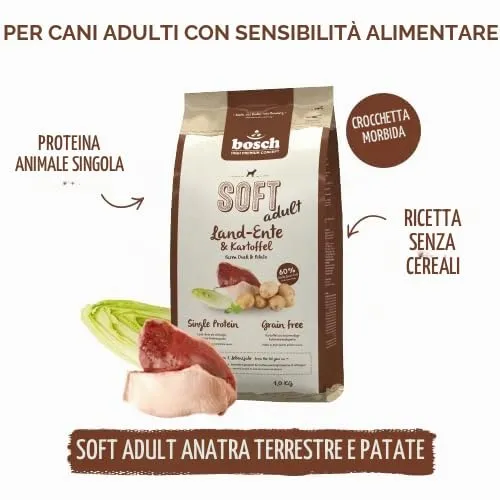 Bosch HPC Soft Terra Anatra e Patata Cibo Semi-umido per Cani Adulti, Senza Cereali, 2500 g - immagine 2