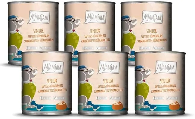 MjAMjAM Cibo Umido Premium per Cani Senior, Pollo e Patate Dolci, Senza Cereali, 6x800g - immagine 1