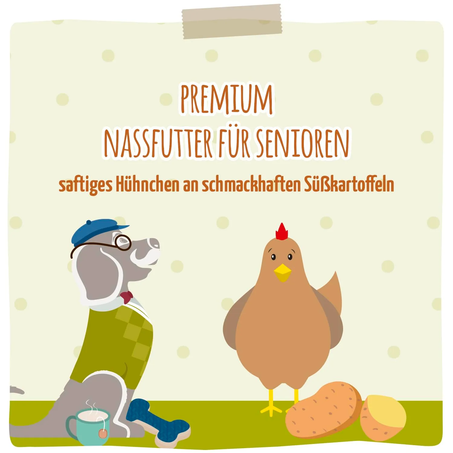 MjAMjAM Cibo Umido Premium per Cani Senior, Pollo e Patate Dolci, Senza Cereali, 6x800g - immagine 5