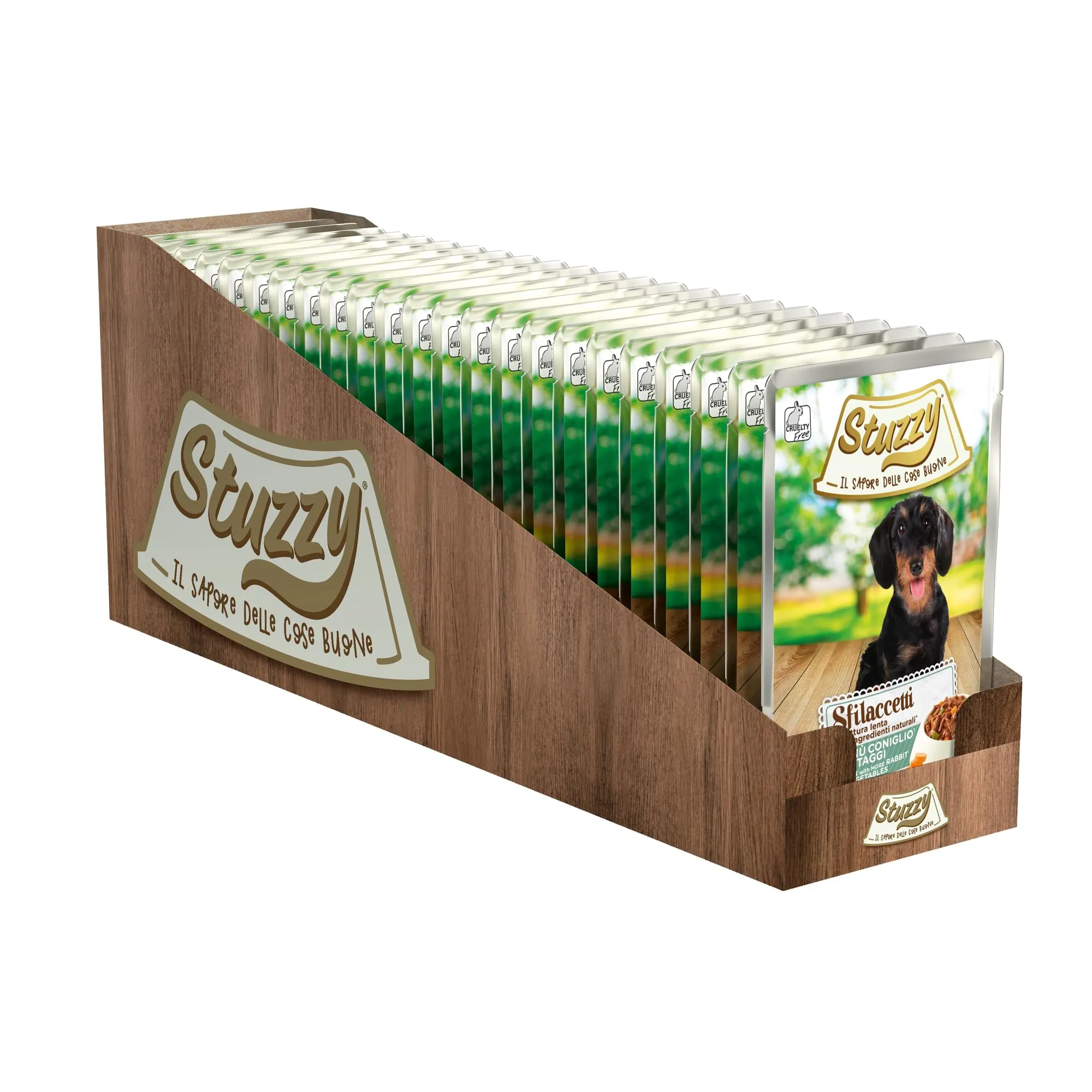 Stuzzy Sfilaccetti con Coniglio e Ortaggi, Alimento Completo per Cani, 24 x 100 g - immagine 2