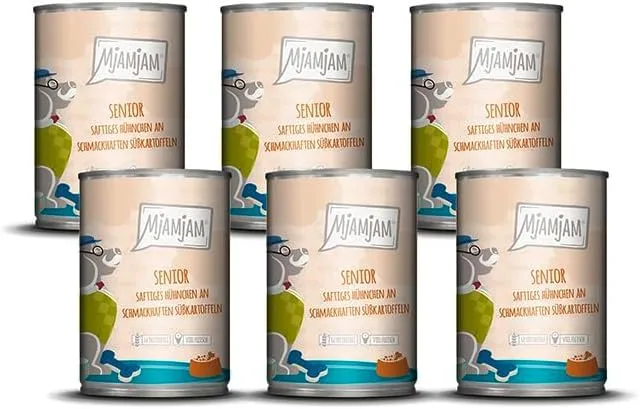 MjAMjAM Cibo Umido Premium per Cani Senior Pollo e Patate Dolci, Senza Cereali, 6x400g - immagine 1