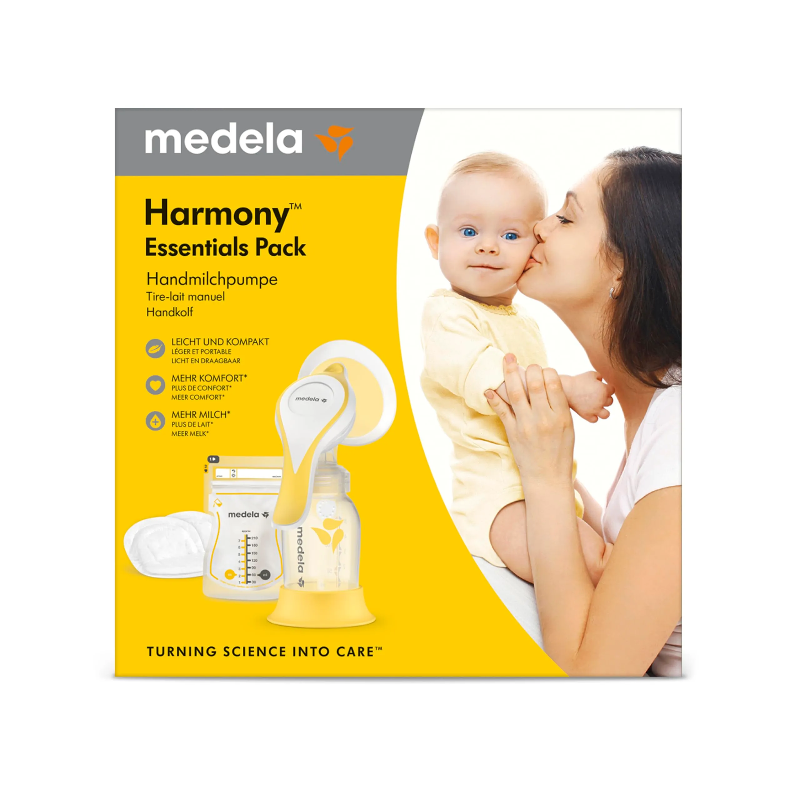 Medela Harmony Essentials Pack - Tiralatte Manuale Harmony con Coppa PersonalFit Flex, Sacchetti per Latte Materno e Coppette Assorbilatte - immagine 1