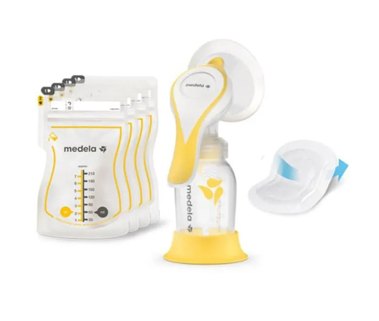 Medela Harmony Essentials Pack - Tiralatte Manuale Harmony con Coppa PersonalFit Flex, Sacchetti per Latte Materno e Coppette Assorbilatte - immagine 4