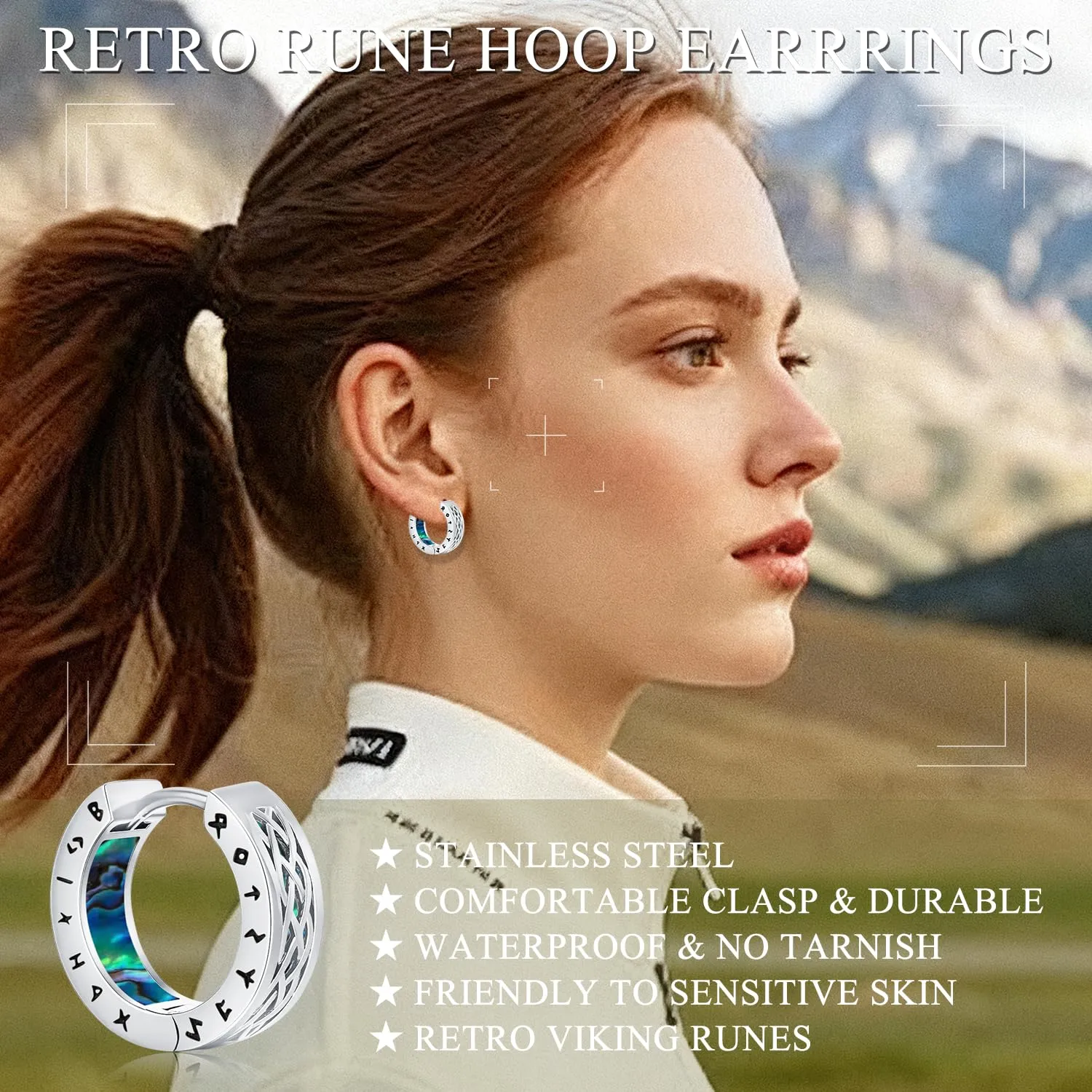 Odinstone Orecchini Creoli Viking Celtici in Argento 15 mm - immagine 5