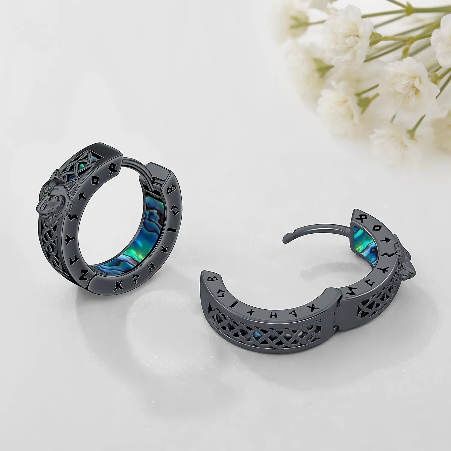 Odinstone Orecchini Uomo Lupo Vichingo, 17 mm - immagine 8