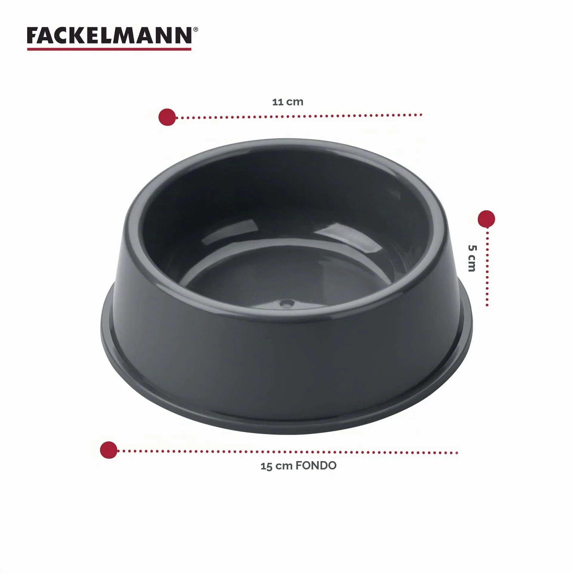 Fackelmann Ciotola per Cibo Animali in PP, Grigio, 15 x 15 x 5 cm - immagine 3