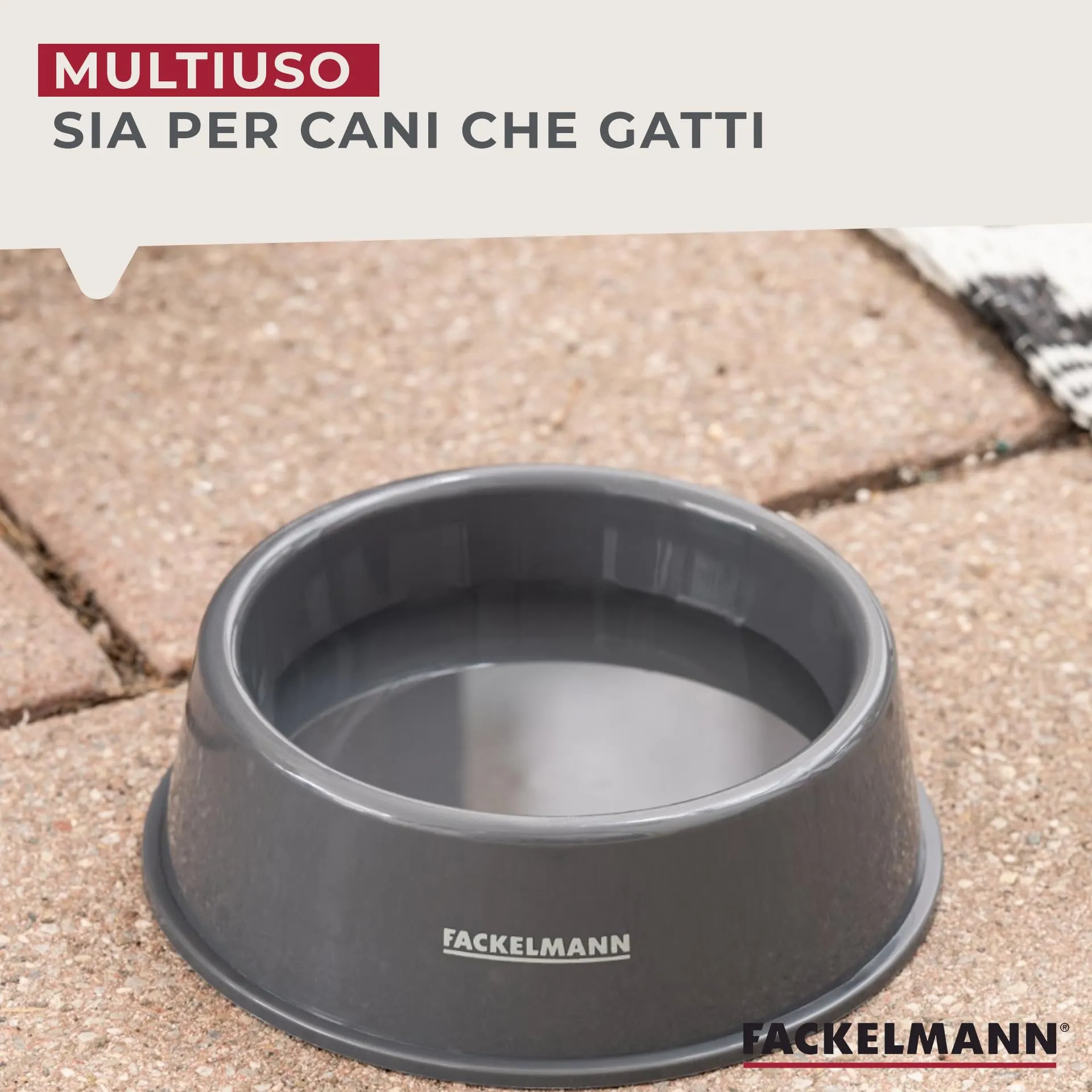 Fackelmann Ciotola per Cibo Animali in PP, Grigio, 15 x 15 x 5 cm - immagine 4