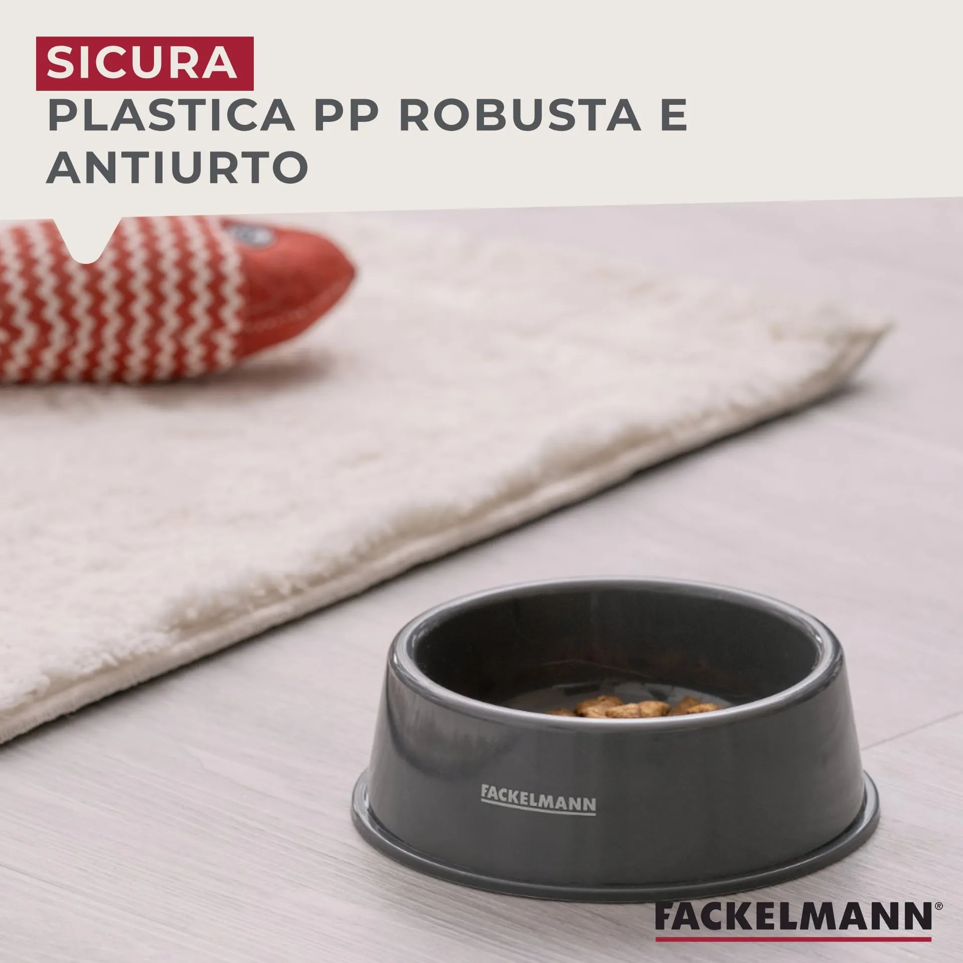 Fackelmann Ciotola per Cibo Animali in PP, Grigio, 15 x 15 x 5 cm - immagine 5