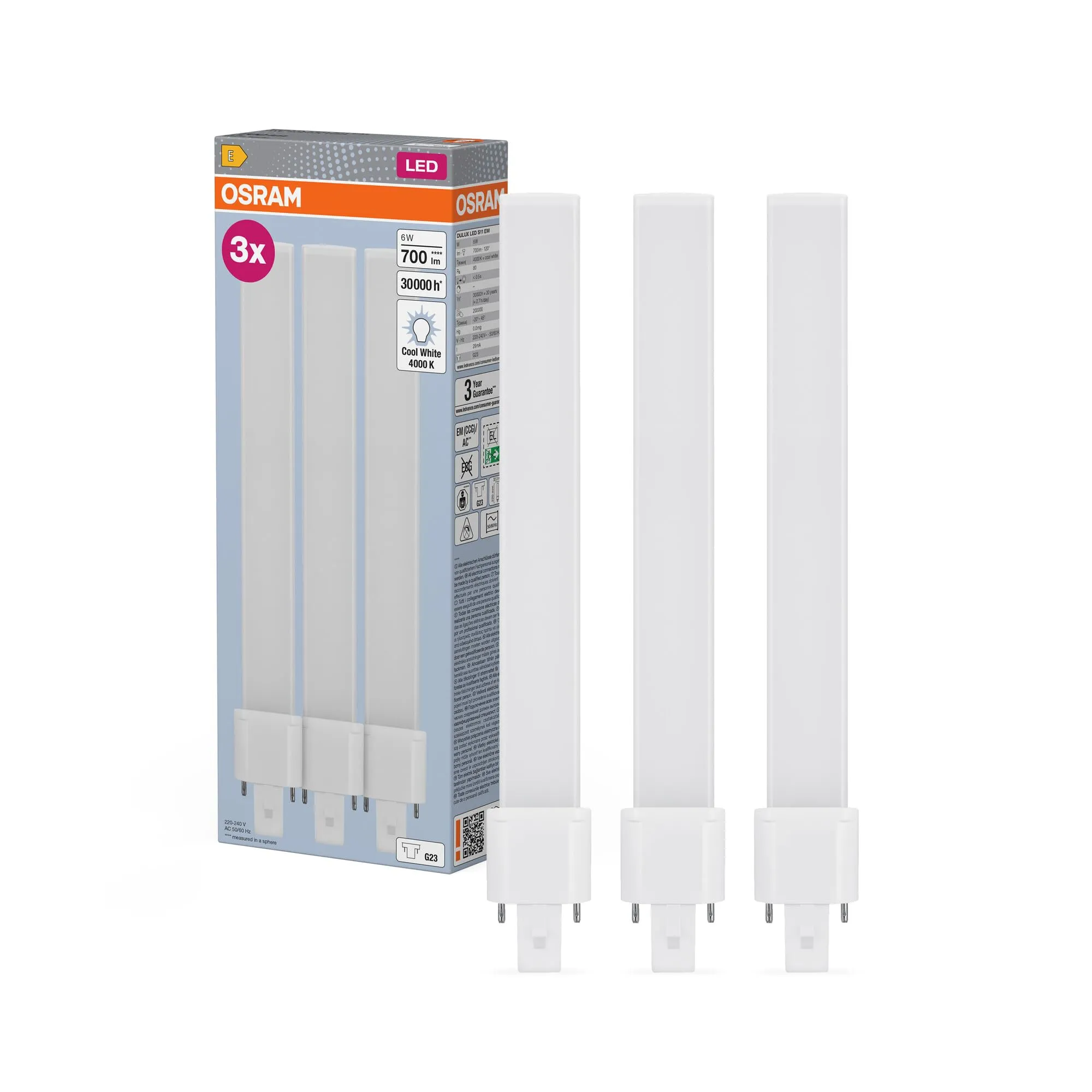 Osram Dulux S11 LED Compact Lamp 6W G23 4000K (3 Pack) - immagine 1