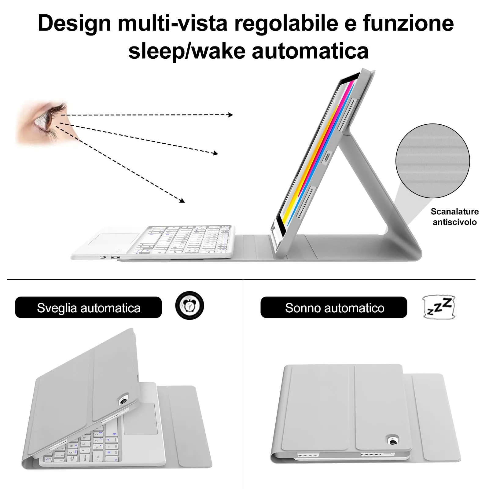 IVEOPPE Tastiera con Touchpad e Custodia per iPad 11 Generazione 11" (2025) e iPad 10 Generazione 10.9" (2022) - immagine 5