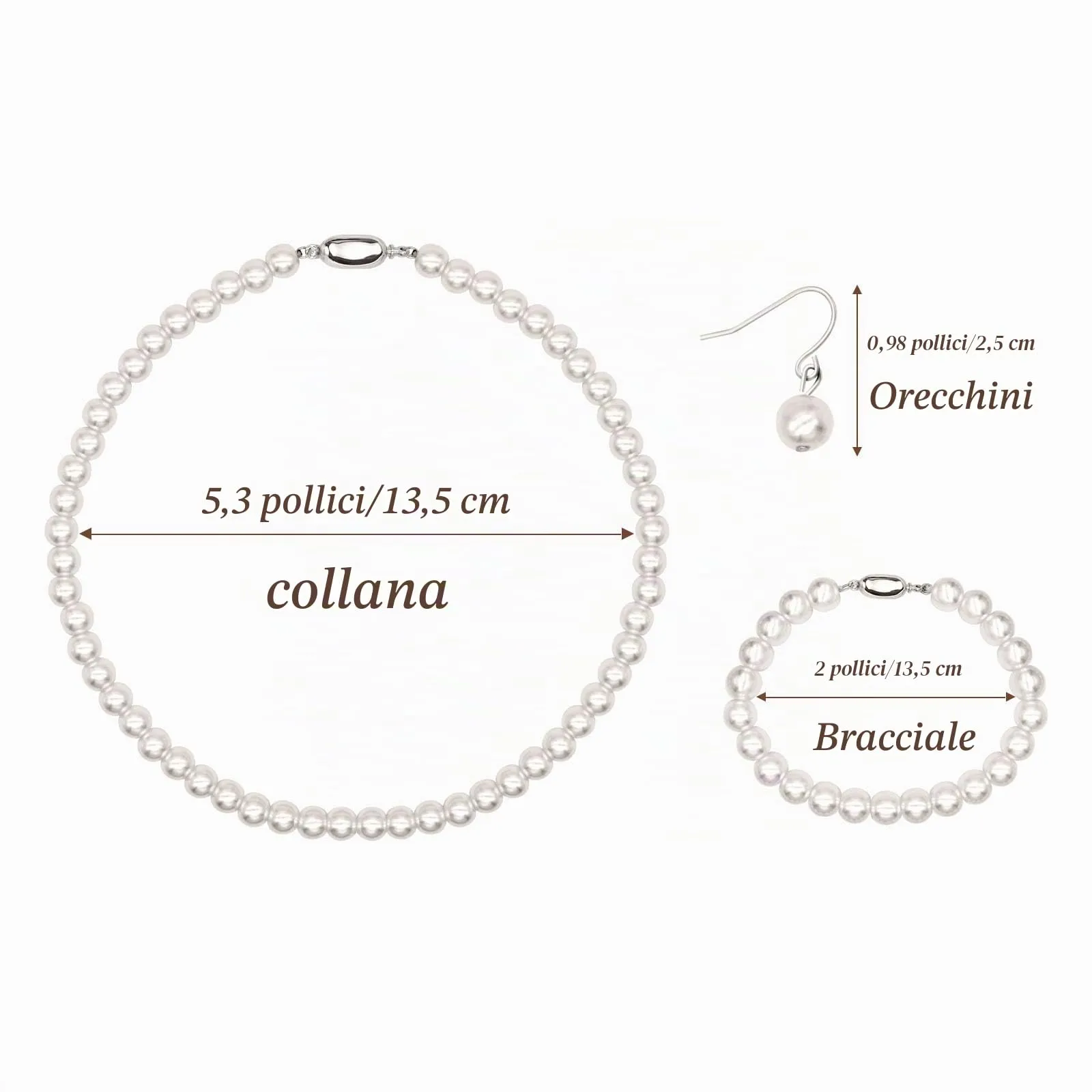 Kucheed Set di Gioielli in Perle Finte con Collana, Bracciale e Orecchini, 3 Pezzi (Rosa) - immagine 6