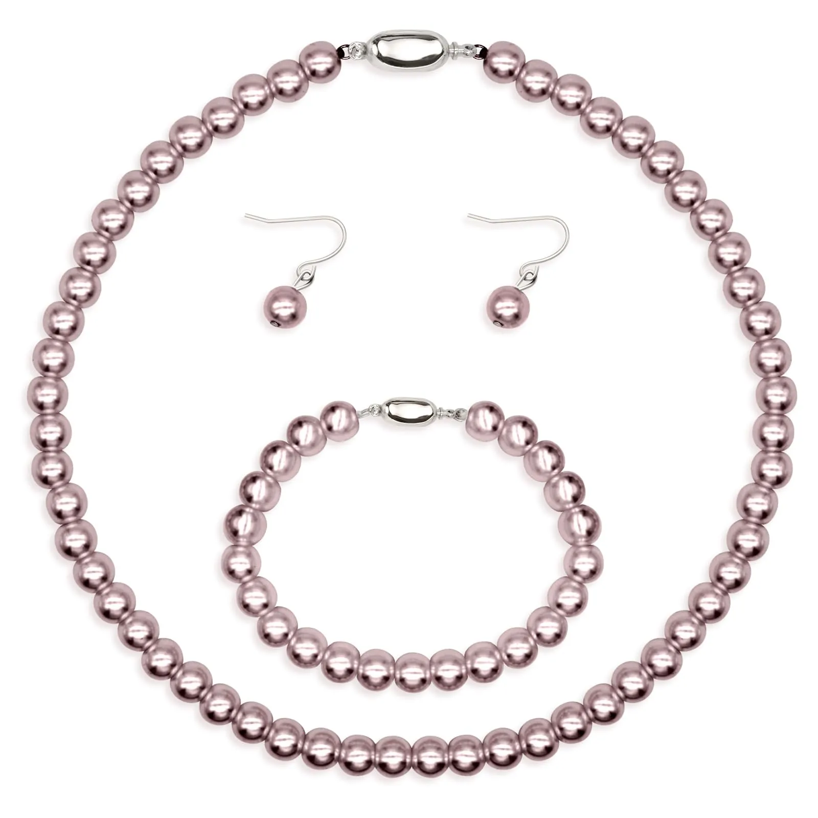 Kucheed Set di Gioielli in Perle Finte con Collana, Bracciale e Orecchini, 3 Pezzi (Viola) - immagine 1