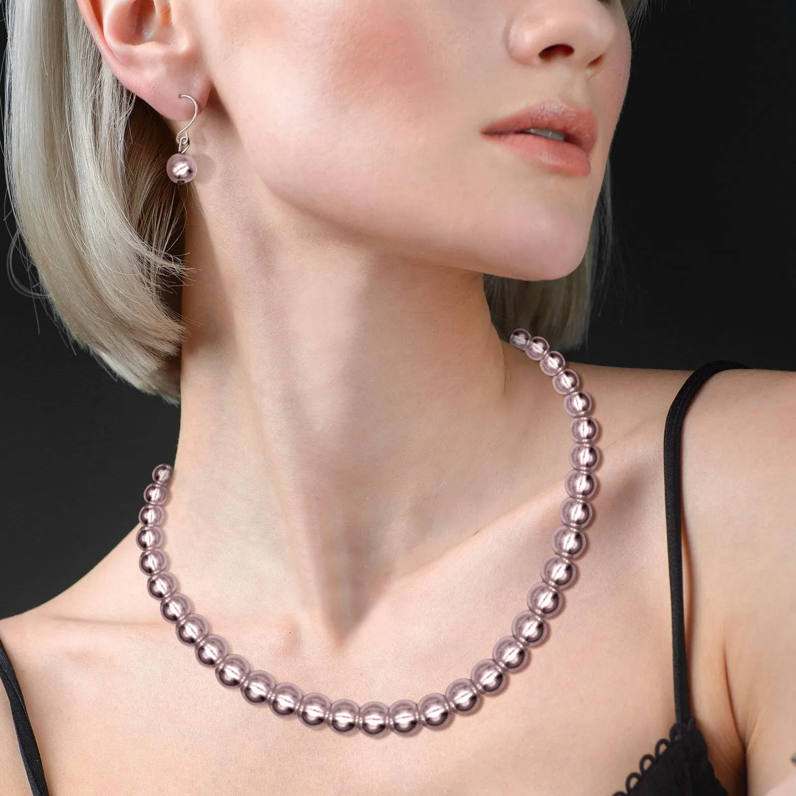 Kucheed Set di Gioielli in Perle Finte con Collana, Bracciale e Orecchini, 3 Pezzi (Viola) - immagine 4