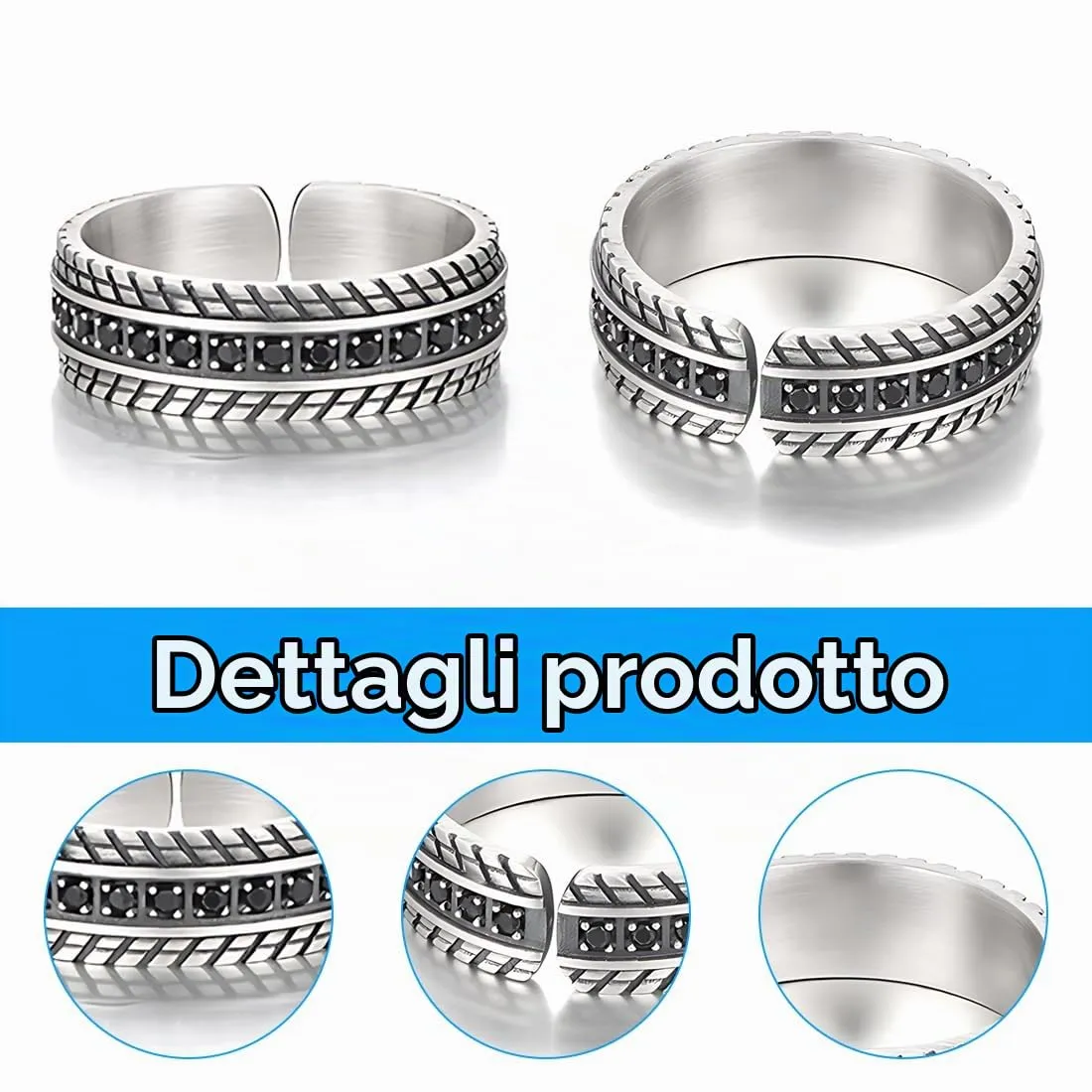 ARHZ Anello Vintage Regolabile Pneumatico per Uomo e Donna, 7 mm, Rame - immagine 3