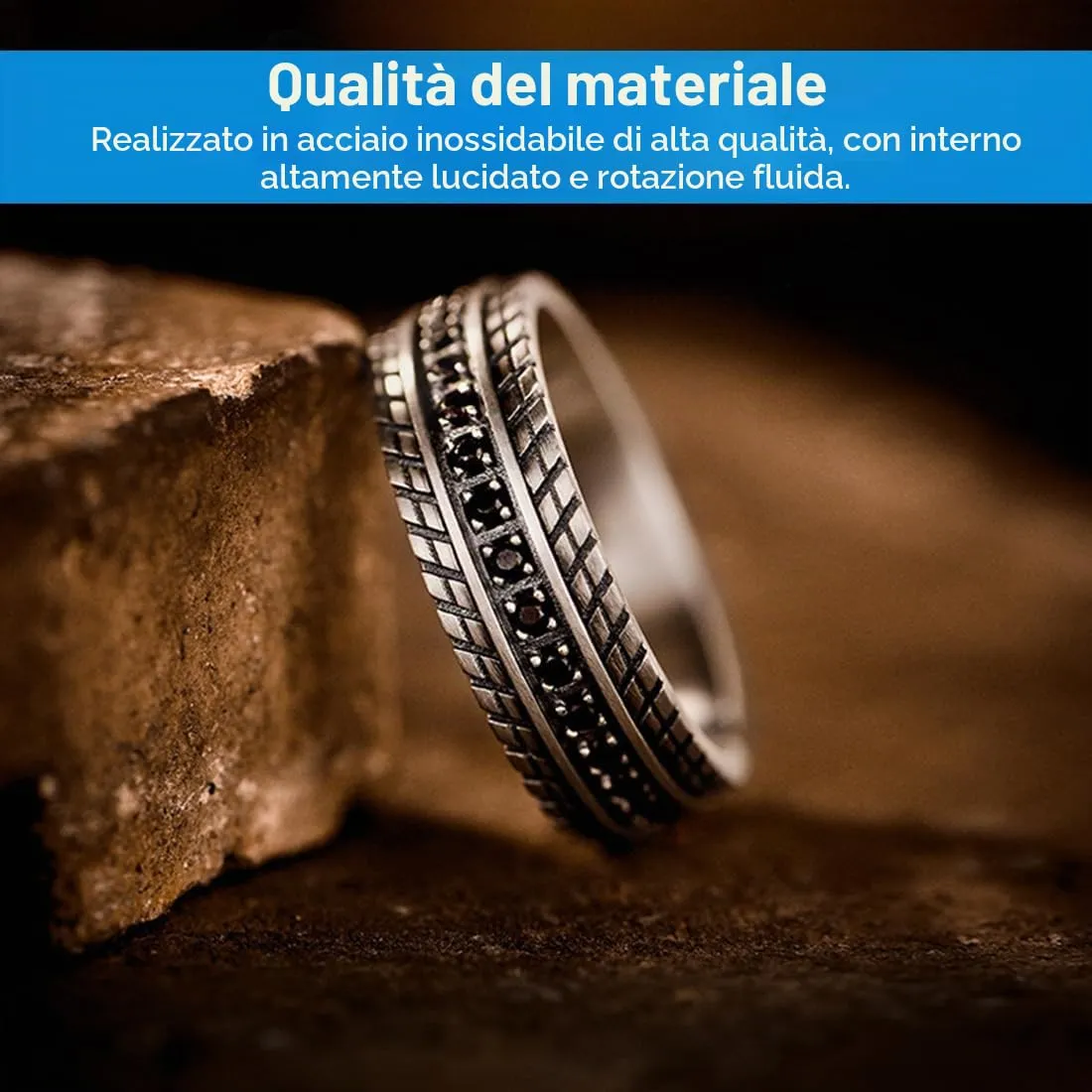 ARHZ Anello Vintage Regolabile Pneumatico per Uomo e Donna, 7 mm, Rame - immagine 4