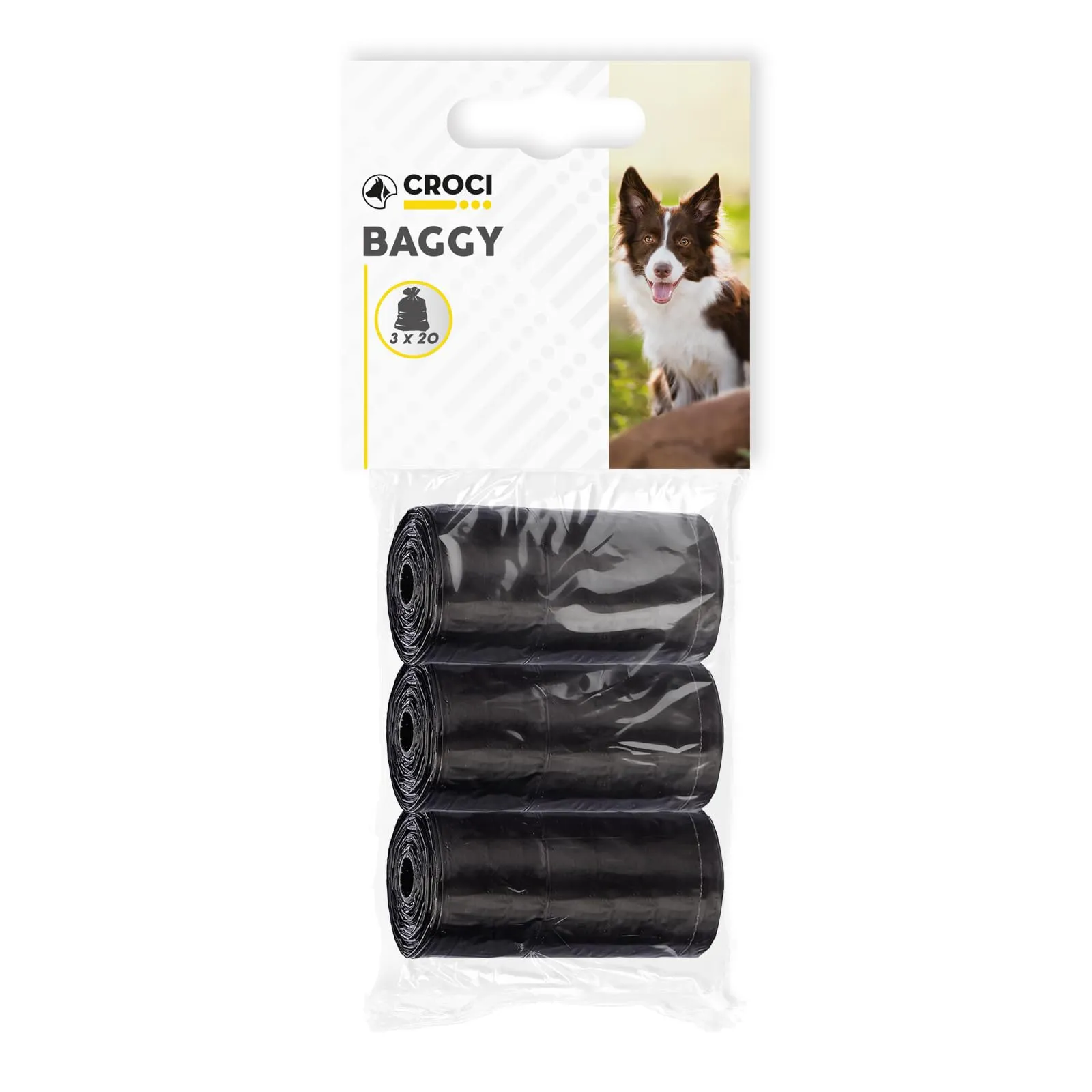 Croci Sacchetti igienici per cani, 3 Rotoli (60 Sacchetti), Nero - immagine 1