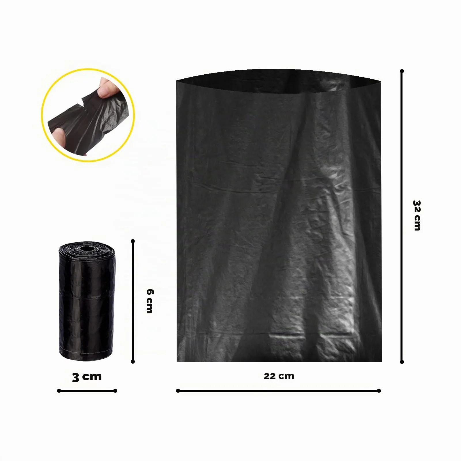 Croci Sacchetti igienici per cani, 3 Rotoli (60 Sacchetti), Nero - immagine 4