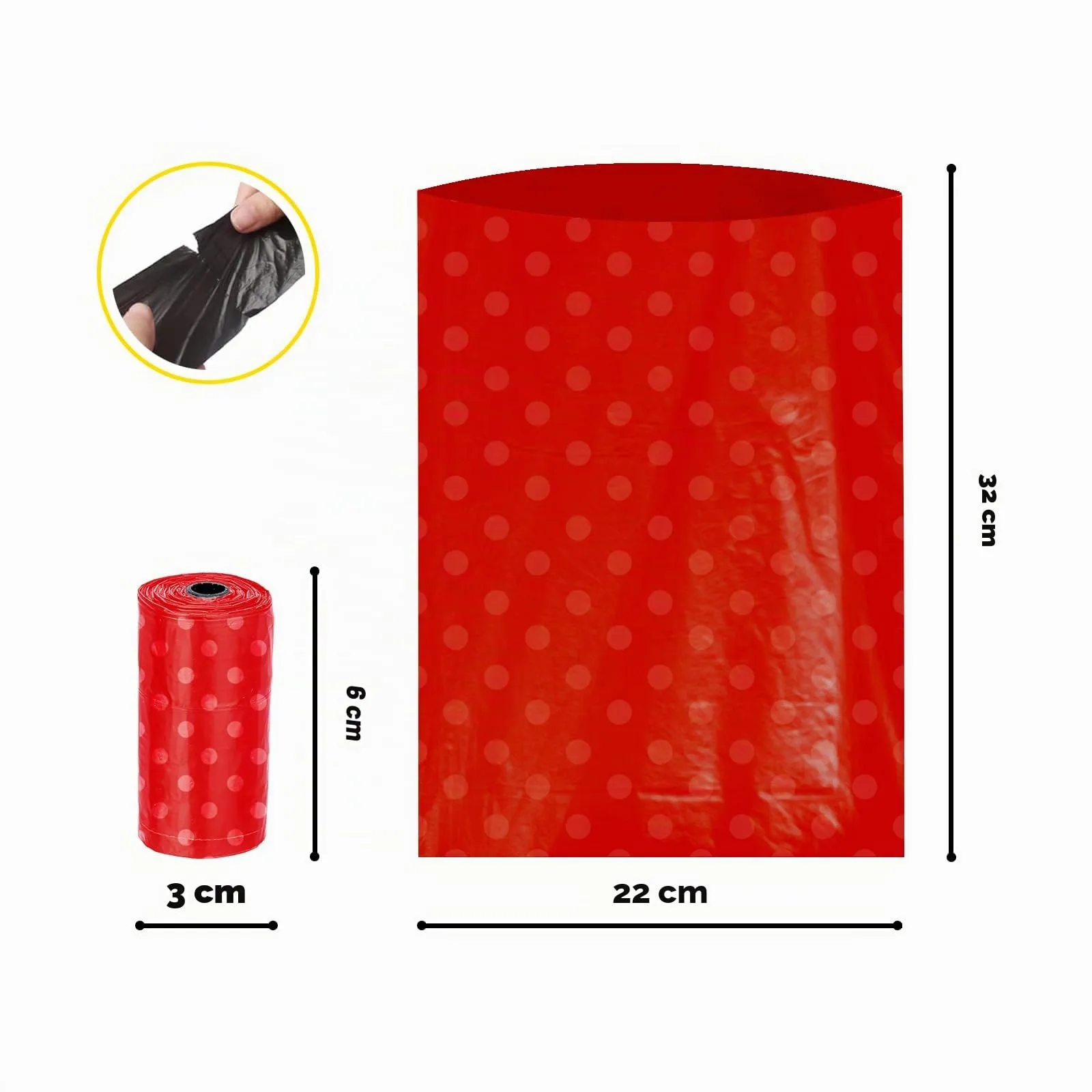 Croci Sacchetti igienici per cani, 3 Rotoli x 20 sacchetti, Colore Pois - immagine 3