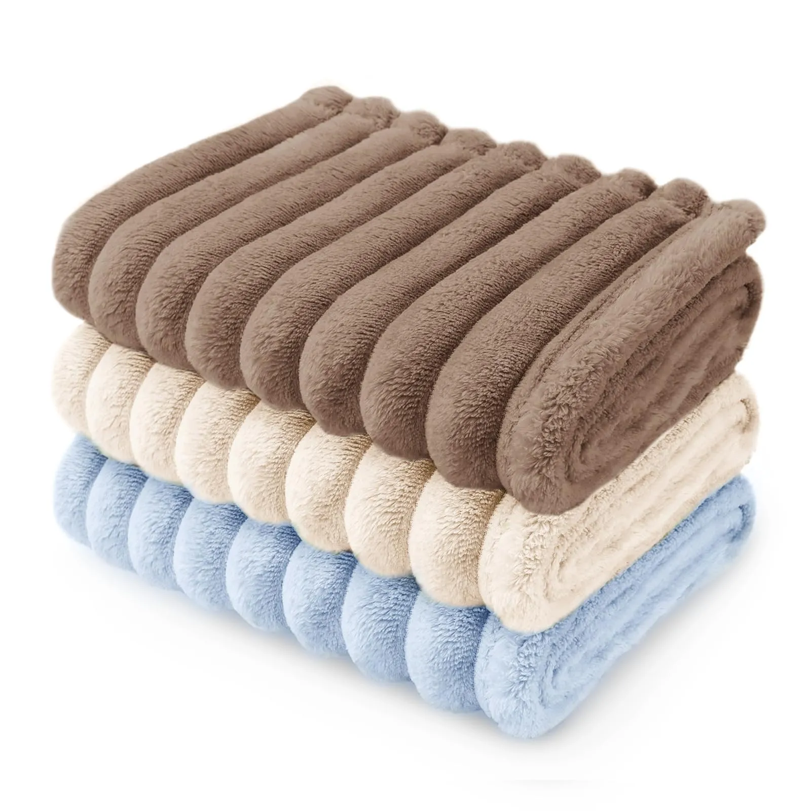 luciphia Coperta per Cani e Gatti in Flanella, 3 Pezzi, Lavabile, Marrone Beige Blu, 45x75 cm - immagine 1