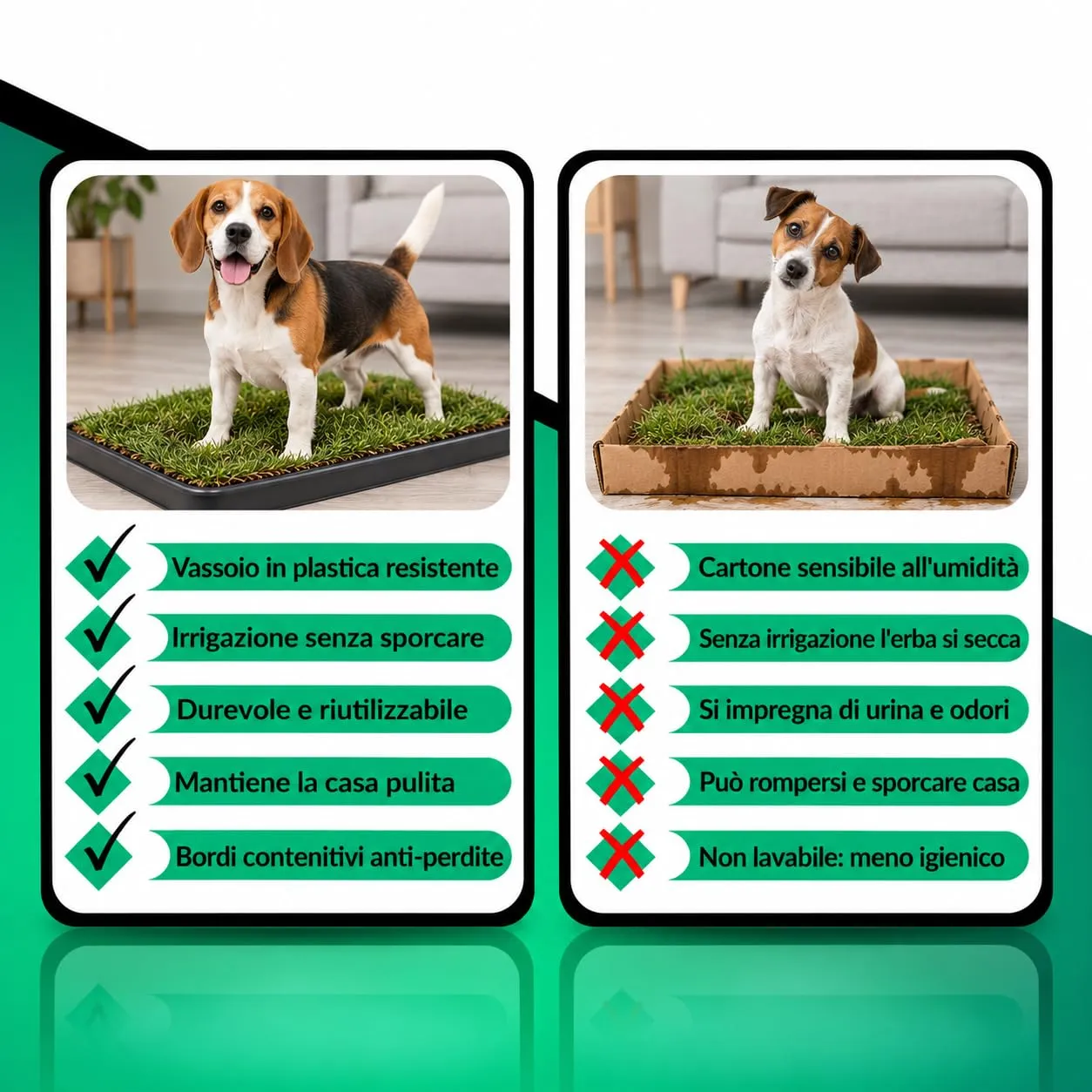 PetZolla Kit XL - Lettiera per cani in vera erba con vassoio 100x90 cm - immagine 2