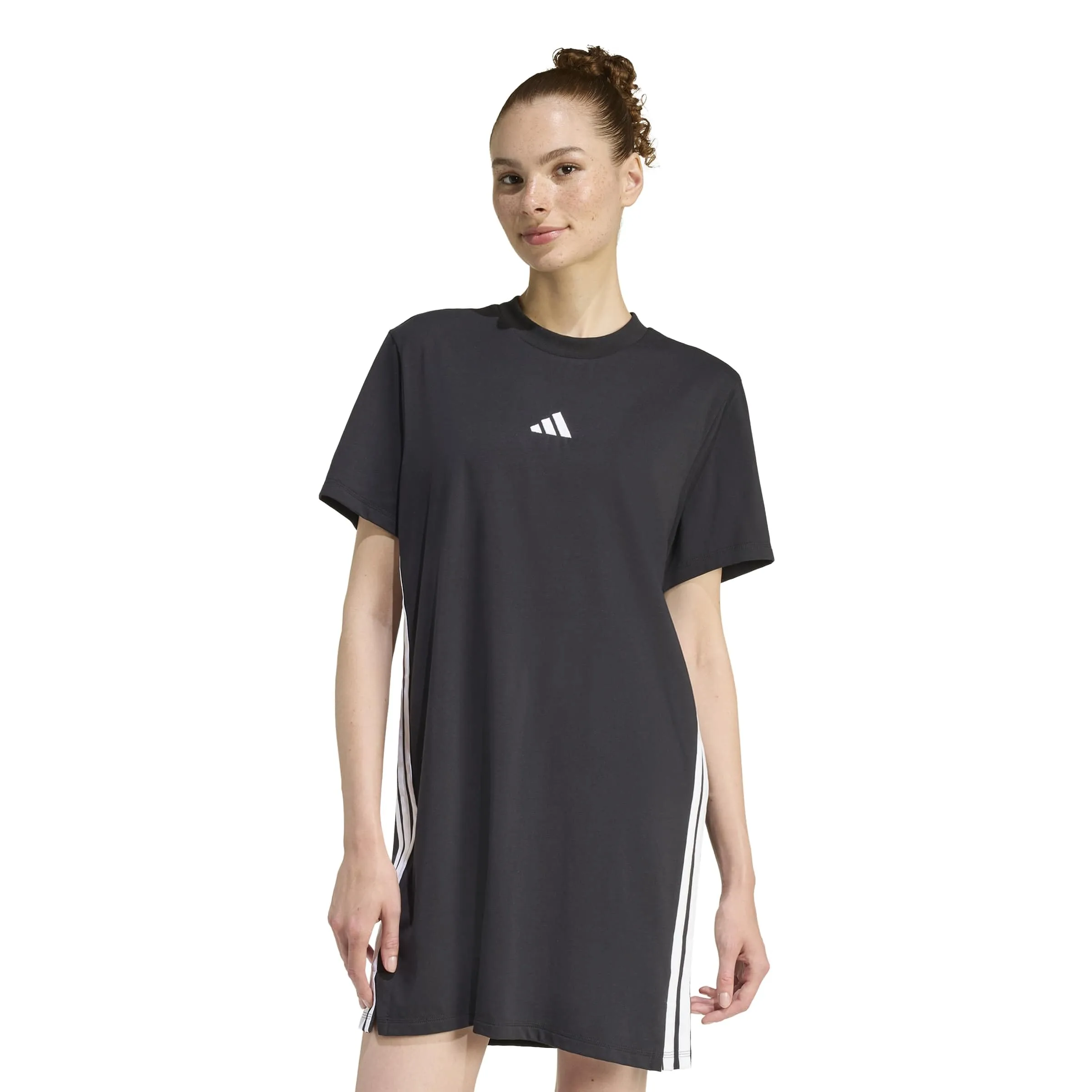 adidas Donna Essentials 3-Stripes Dress, Black/White, XS - immagine 3