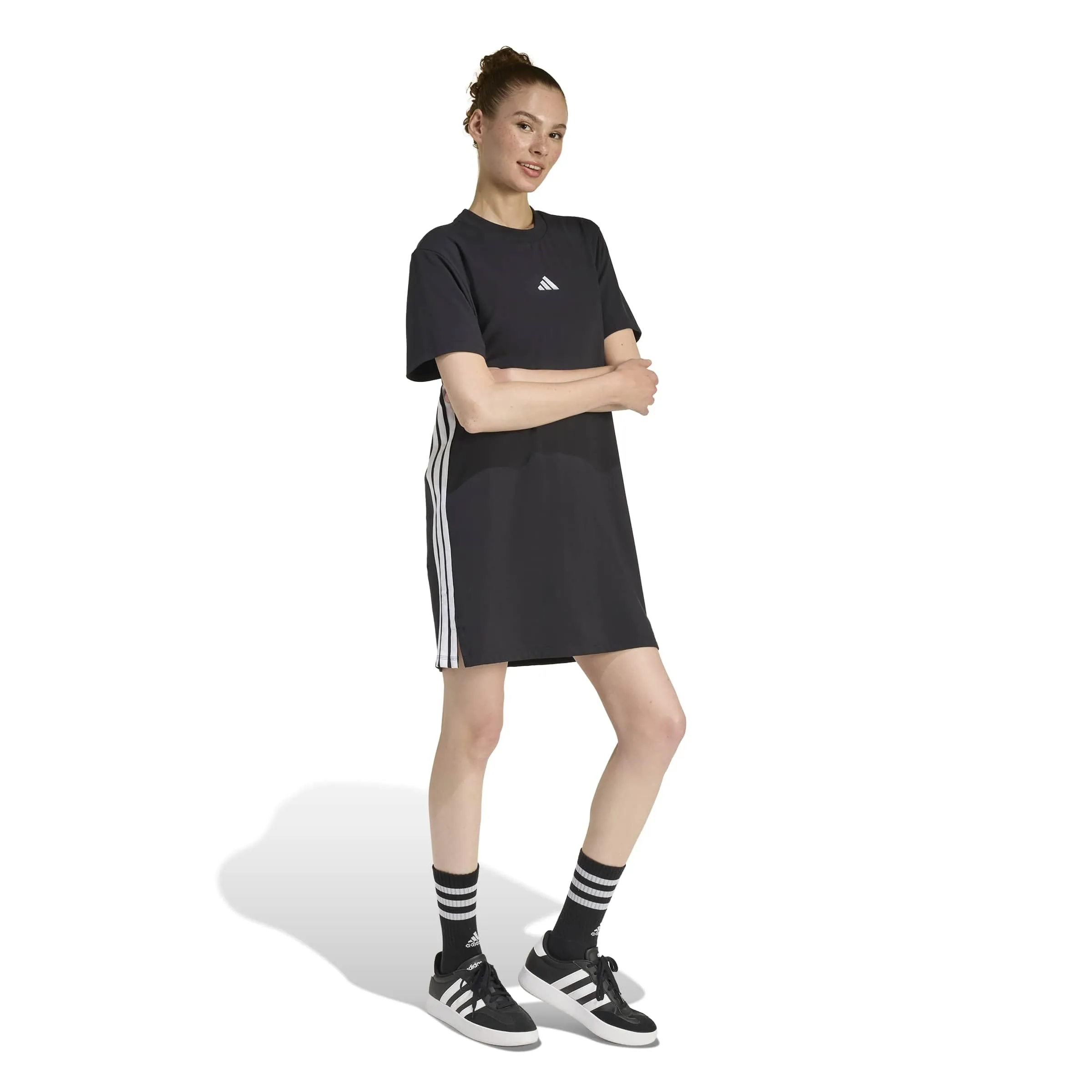 adidas Donna Essentials 3-Stripes Dress, Black/White, XS - immagine 6