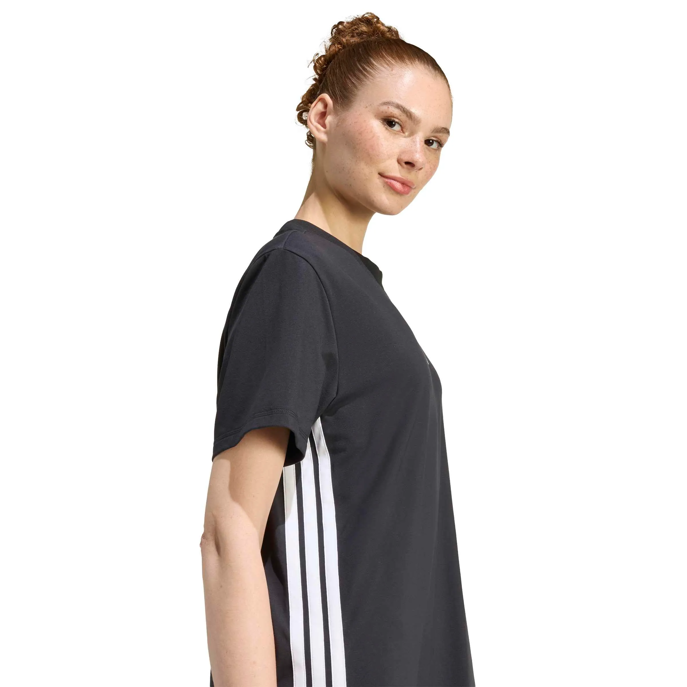 adidas Donna Essentials 3-Stripes Dress, Black/White, L - immagine 5