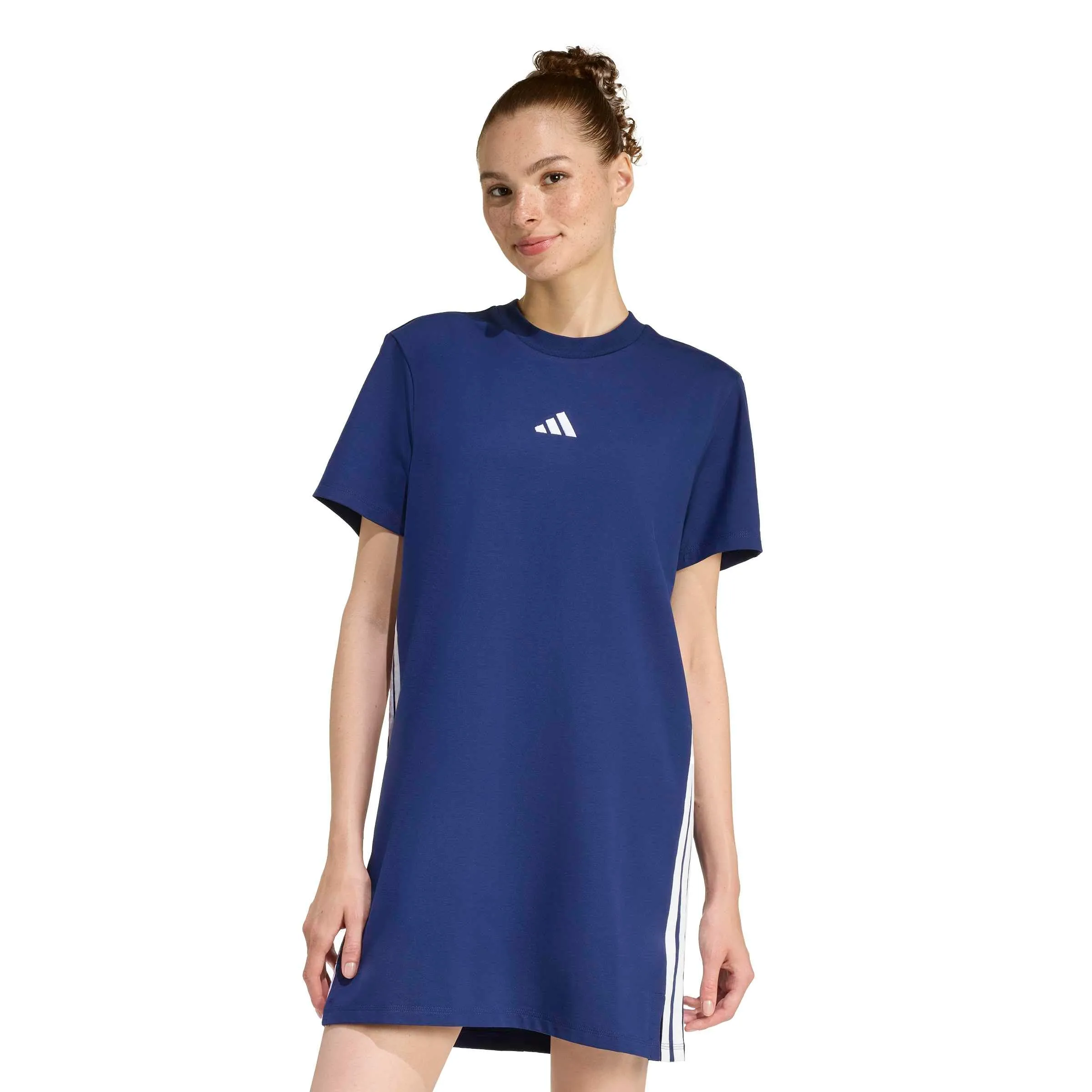 adidas Donna Essentials 3-Stripes Dress, Dark Blue/White, S - immagine 3