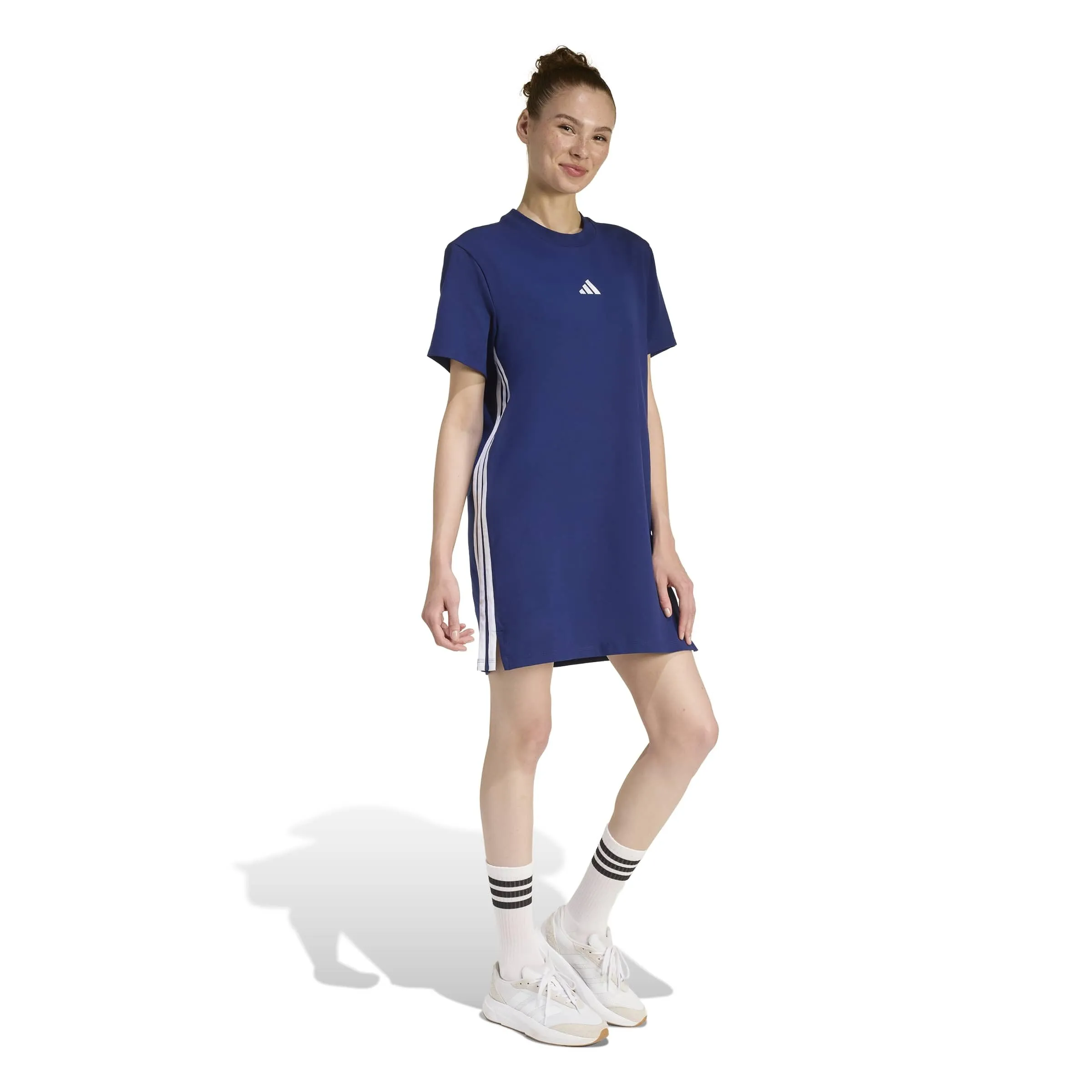 adidas Donna Essentials 3-Stripes Dress, Dark Blue/White, S - immagine 6