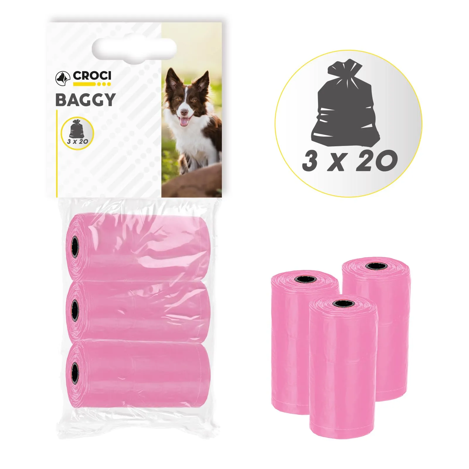 Croci Sacchetti Igienici per Cani, 60 Pezzi, Rosa - immagine 2