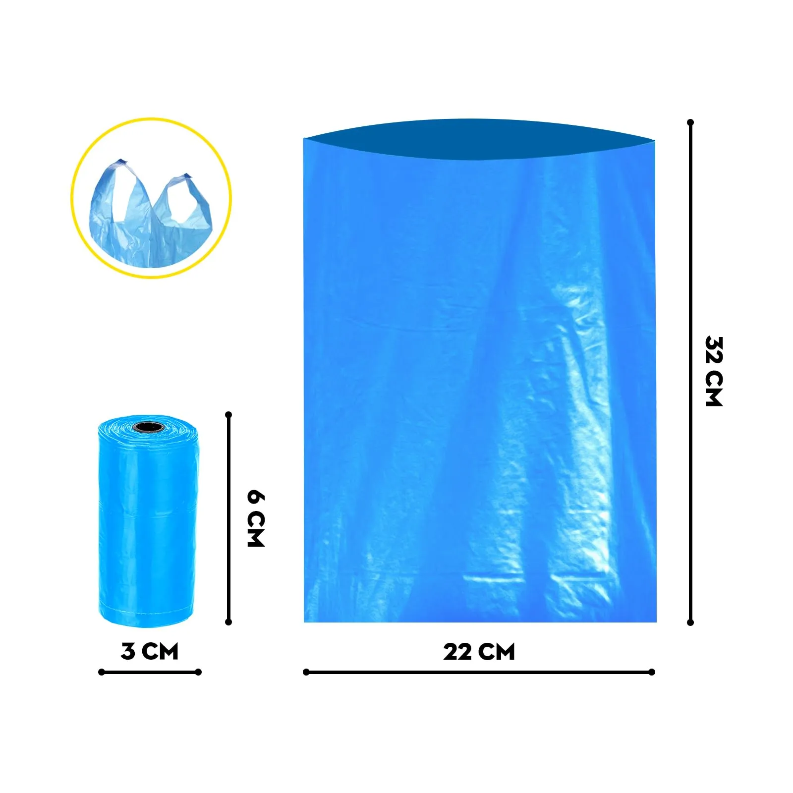 Croci Sacchetti per bisogni dei Cani, 60 pezzi (3 Rotoli x 20), Colore Blu - immagine 4