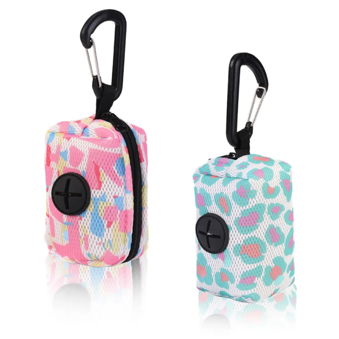 JYNVO Porta sacchetti per cani con moschettone, 2 pezzi, Rosa e Blu - immagine 1
