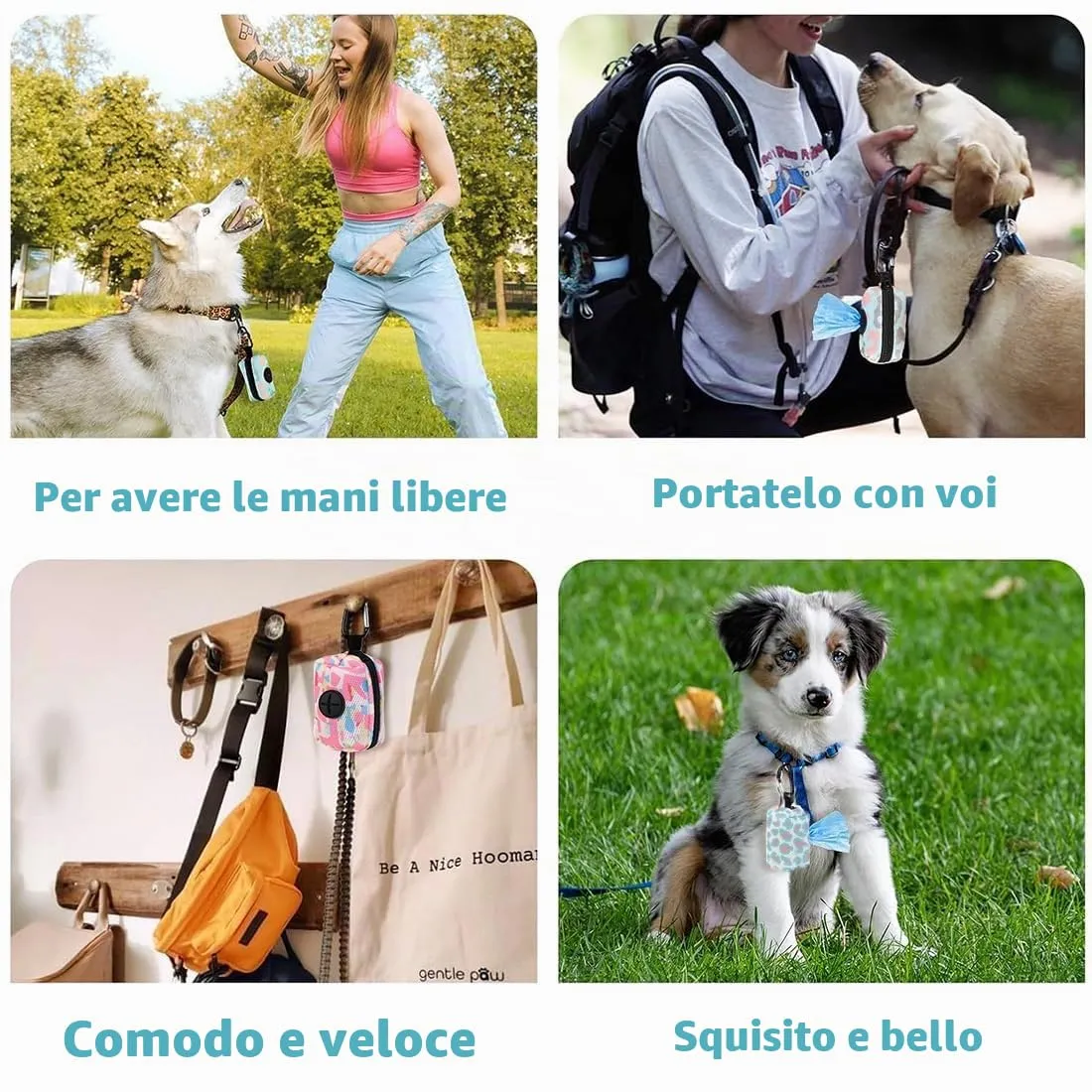 JYNVO Porta sacchetti per cani con moschettone, 2 pezzi, Rosa e Blu - immagine 5